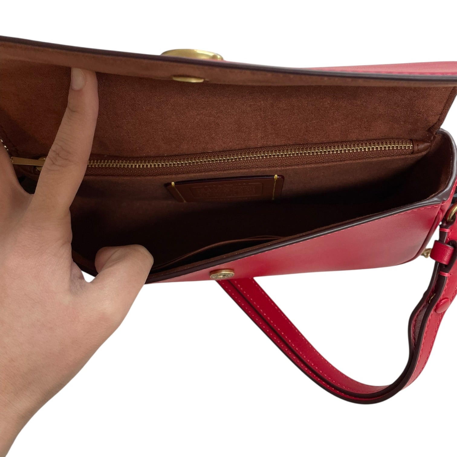 Handbag Designer By Coach In Red, Size:Small