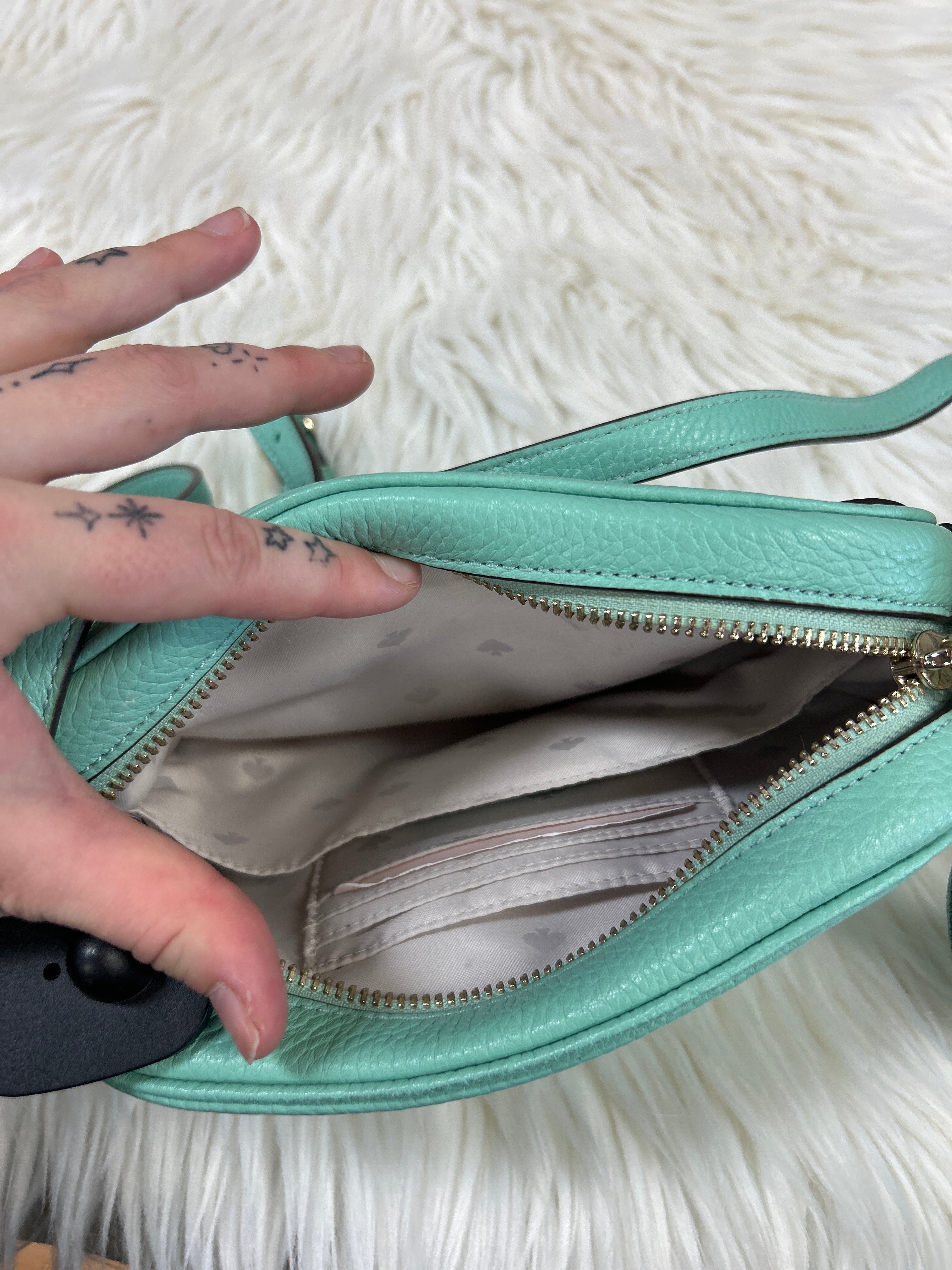 Handbag Designer By Kate Spade In Aqua, Size:Small