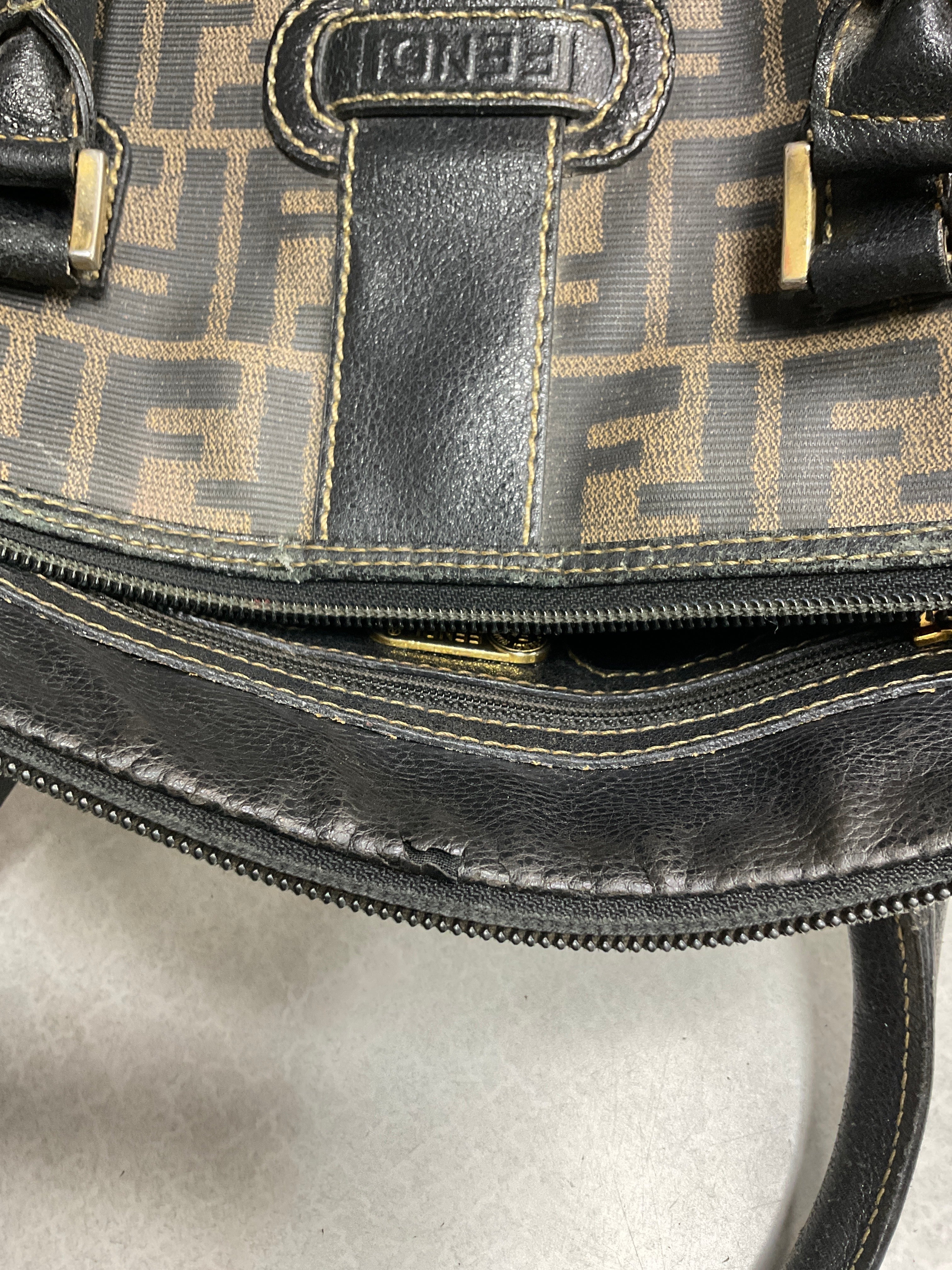 Vintage Zucca Boston Bag By Fendi, Size: Medium