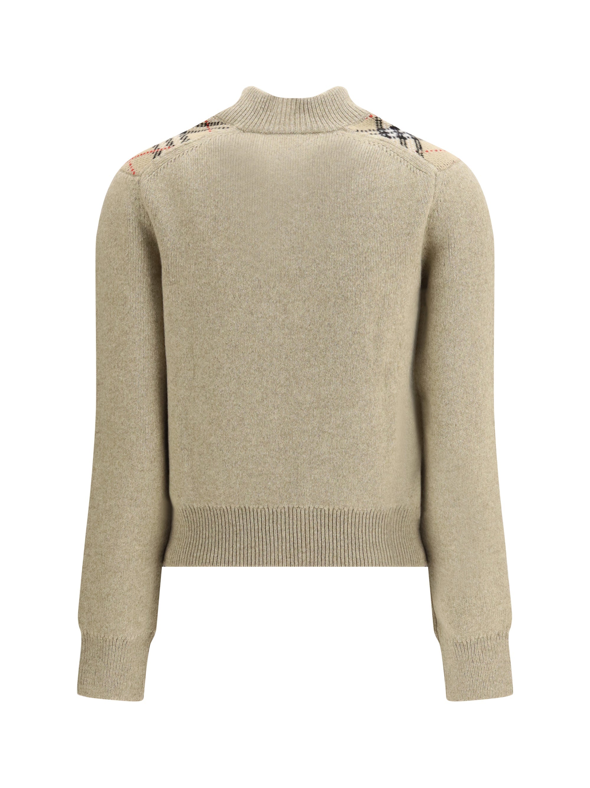 cashmere and wool cardigan with check applications