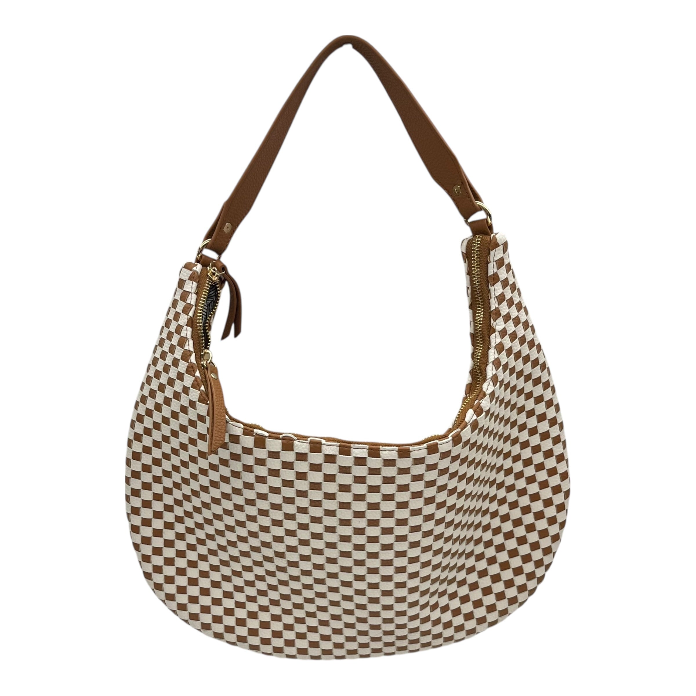 Handbag By Clothes Mentor In Brown & Cream, Size:Large