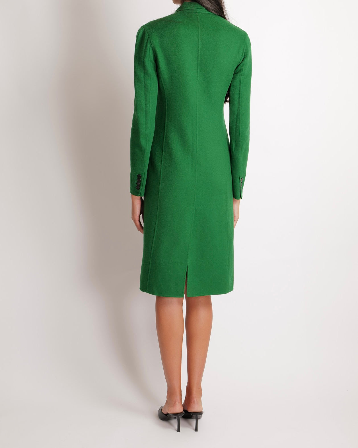 Christian Dior Green Cashmere Coat with Black Buttons Size FR 34 (UK 6)