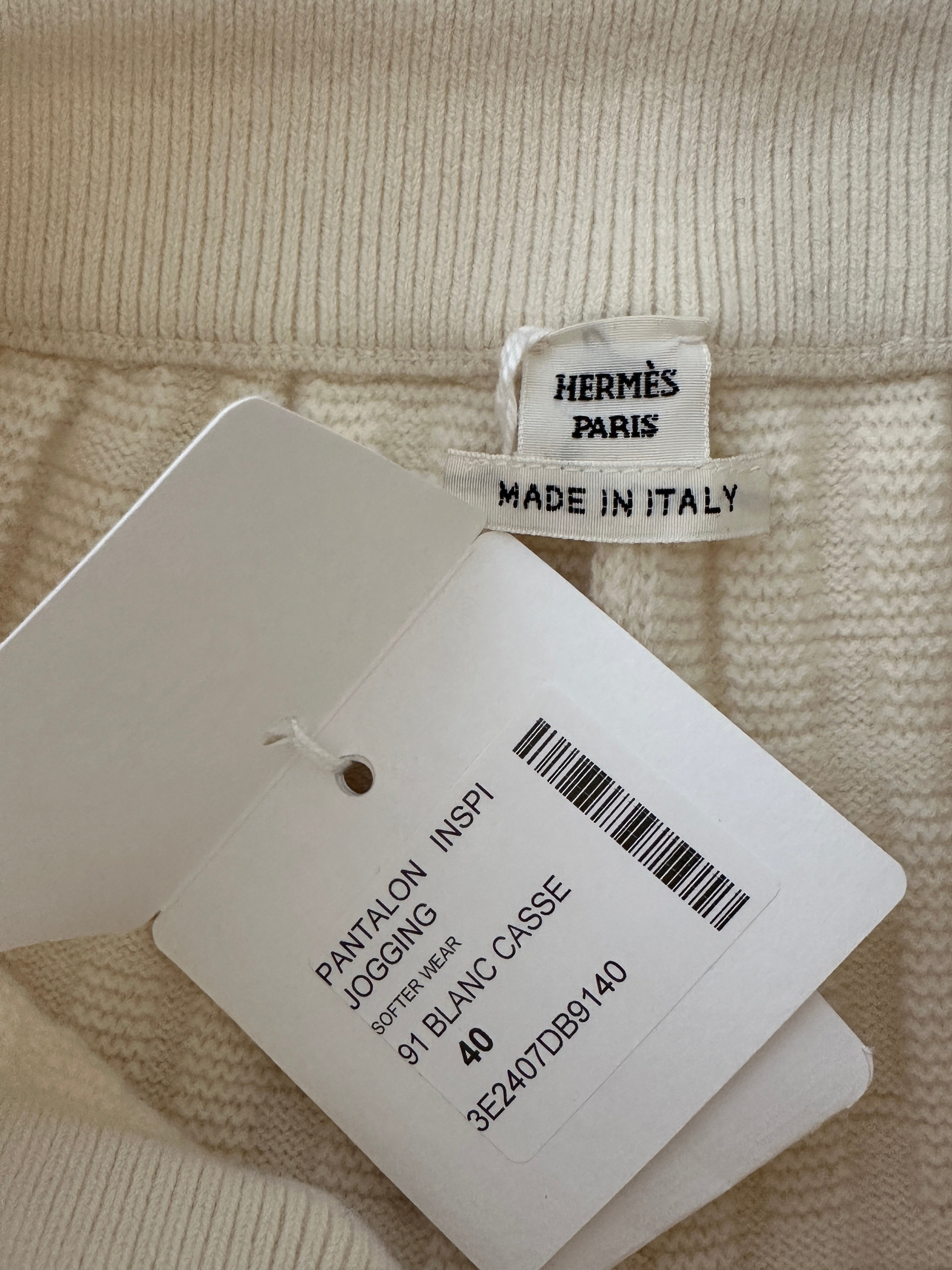Hermes "H" Wool Jogging Pants In Blanc Naturel Size FR 40 (UK 12)