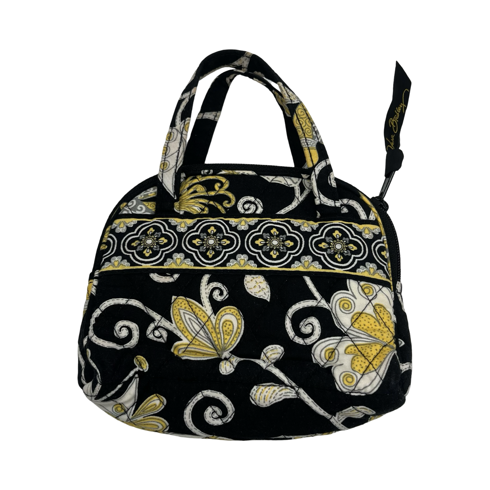 Handbag By Vera Bradley In Black & Yellow, Size:Small