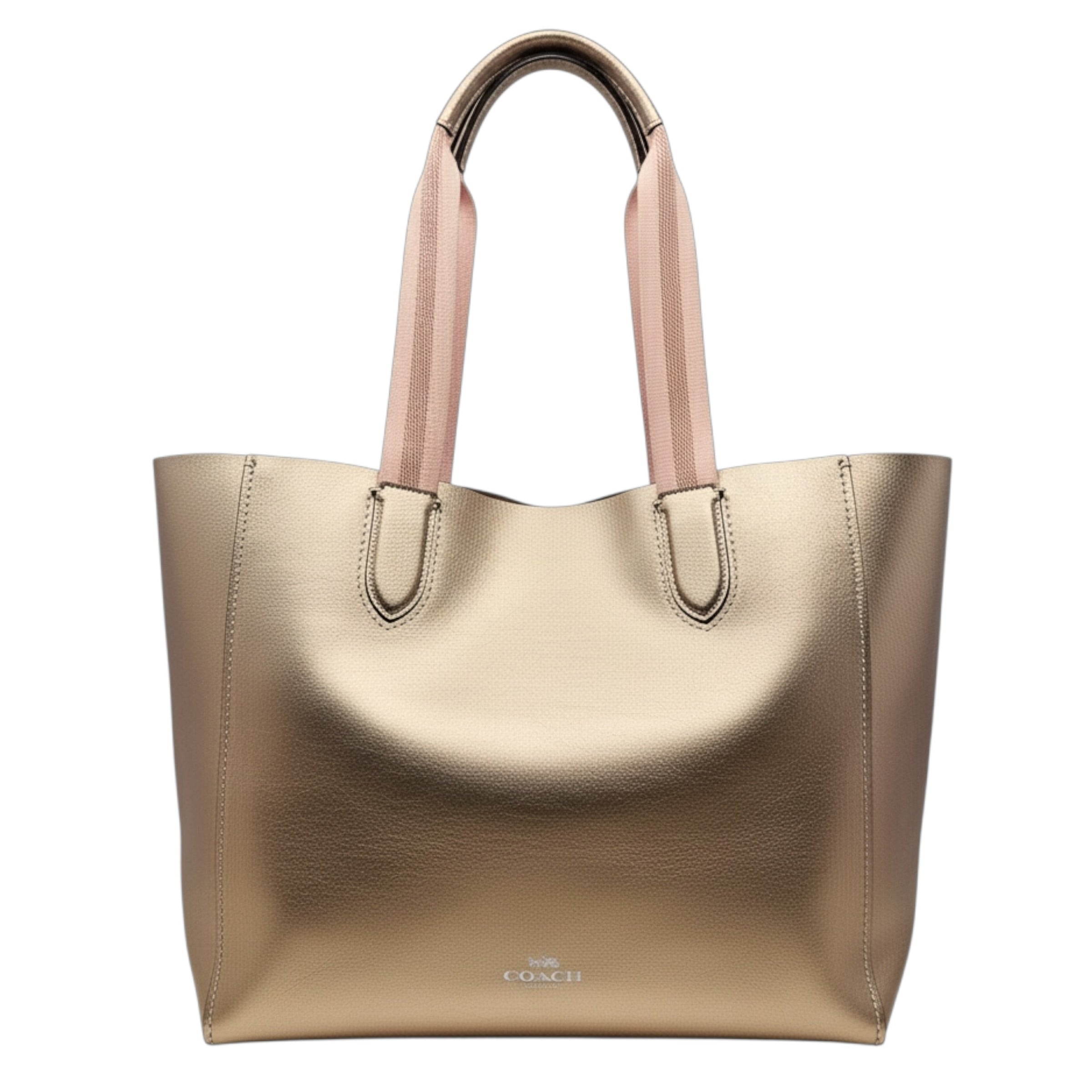 Derby Tote In Rose Gold Pebbled Leather Designer By Coach, Size: Large