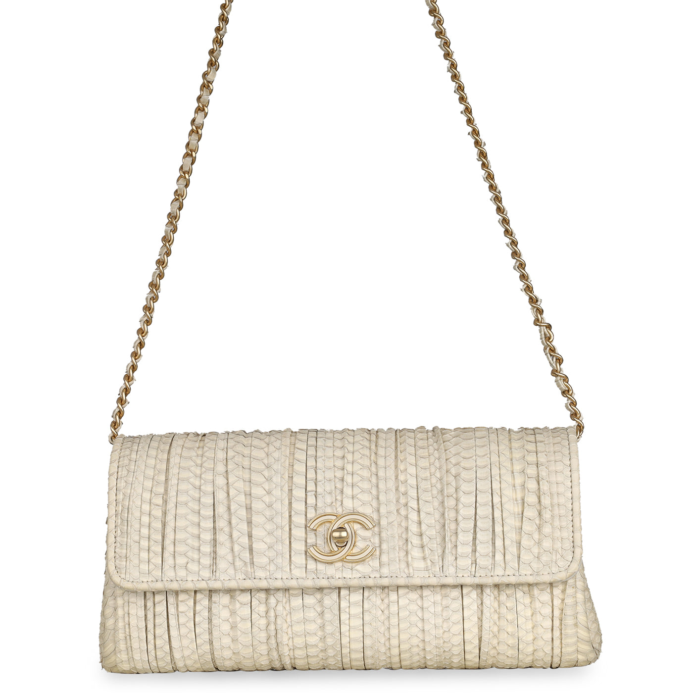Python Pleated Flap Bag