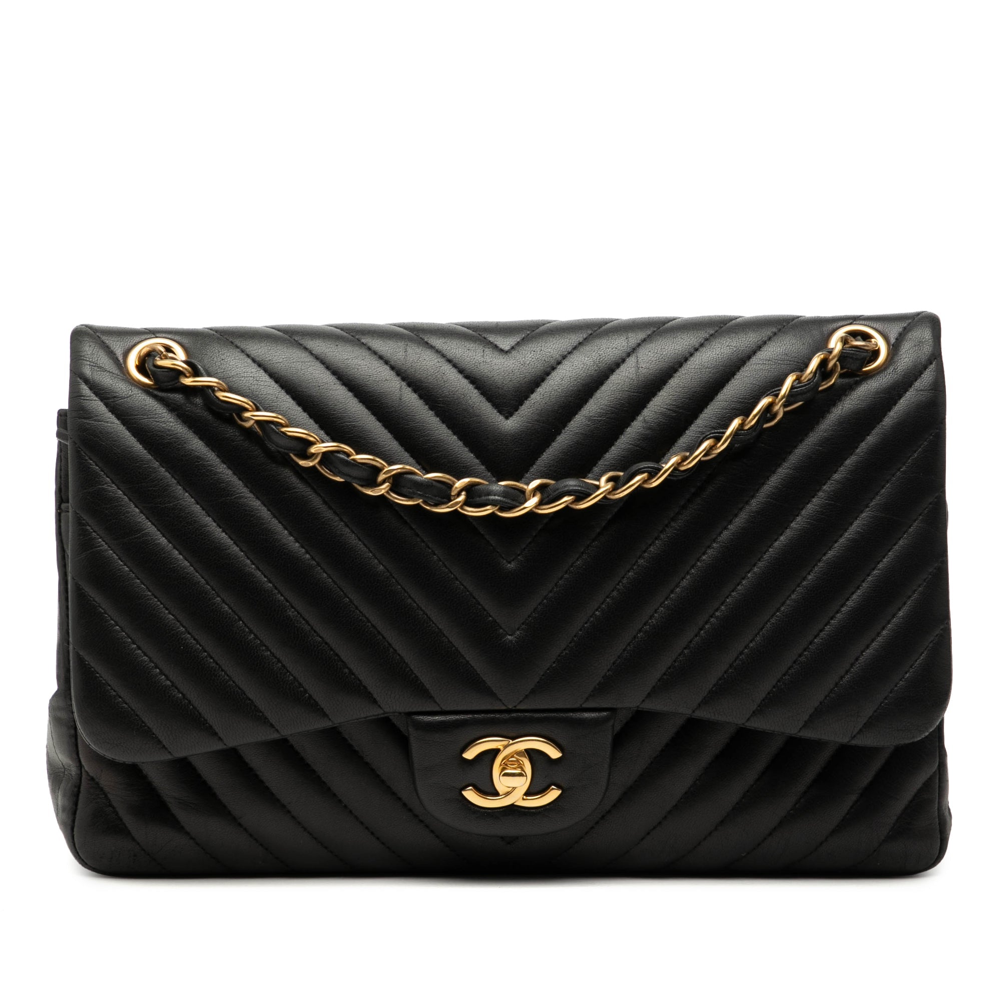 Classic Double Flap Bag Chevron Lambskin Jumbo