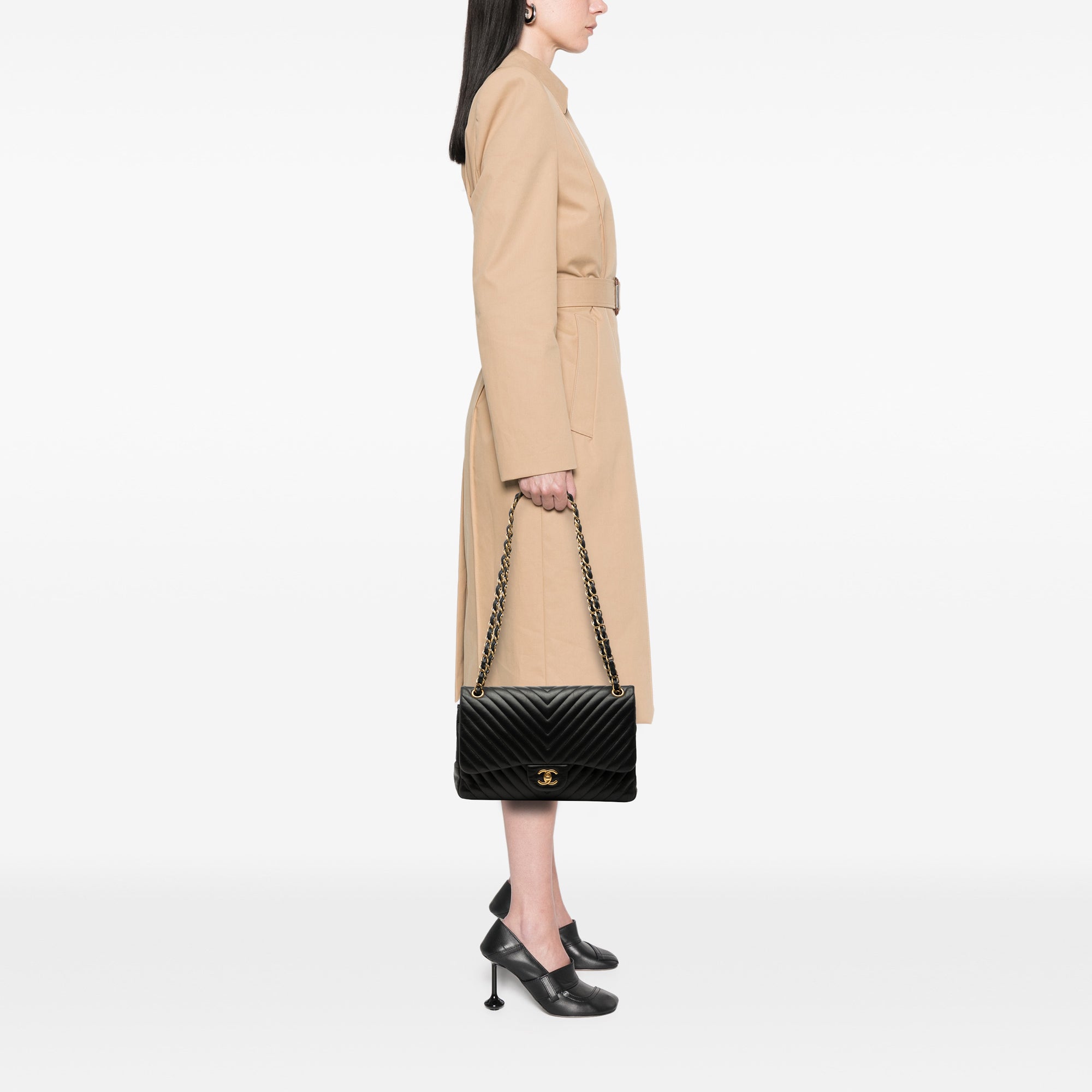 Classic Double Flap Bag Chevron Lambskin Jumbo