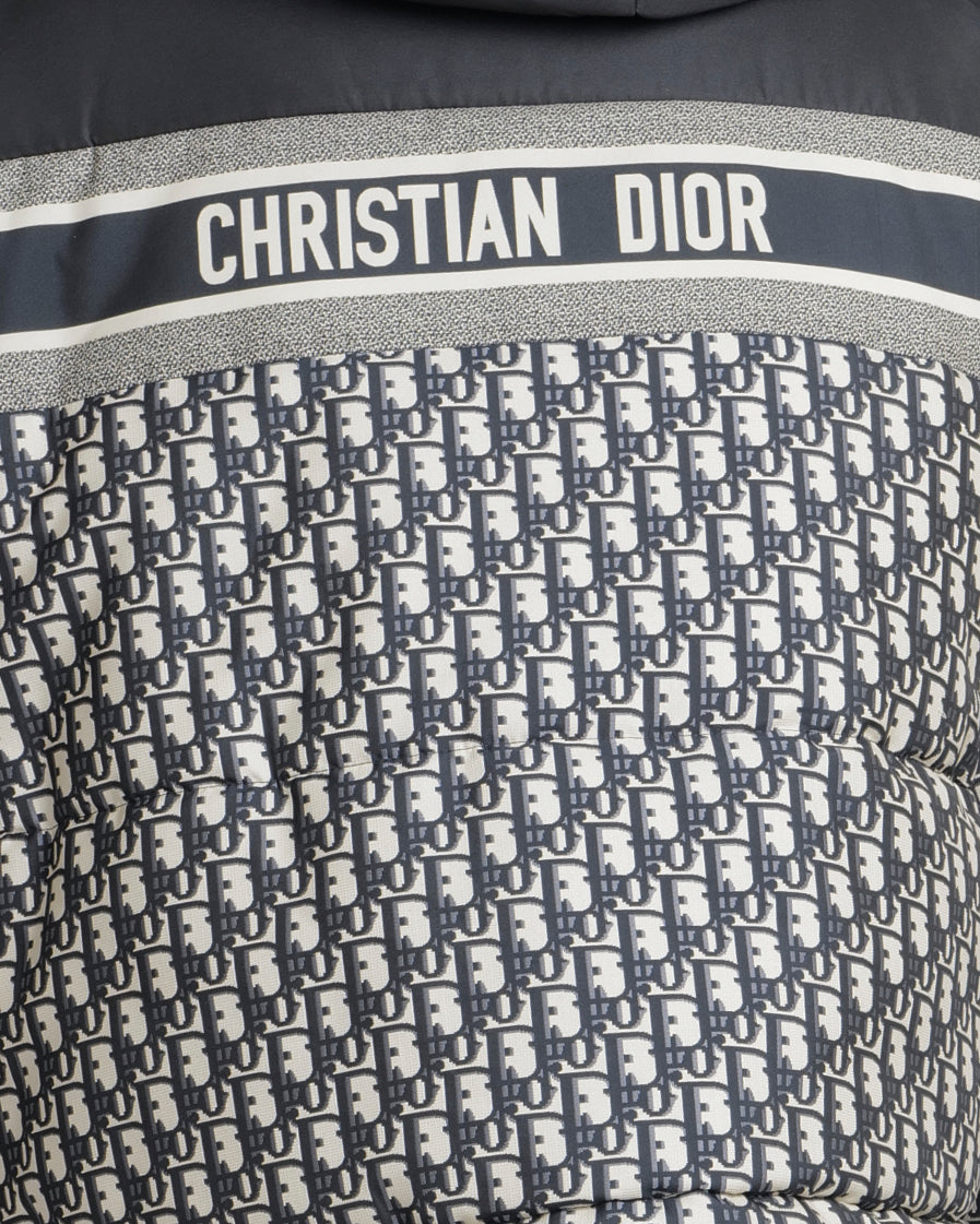 Christian Dior Navy and Ecru Cropped Reversible Puffer Jacket with Oblique Logo Pattern and Back Logo Size XS (UK 6) RRP £4,500