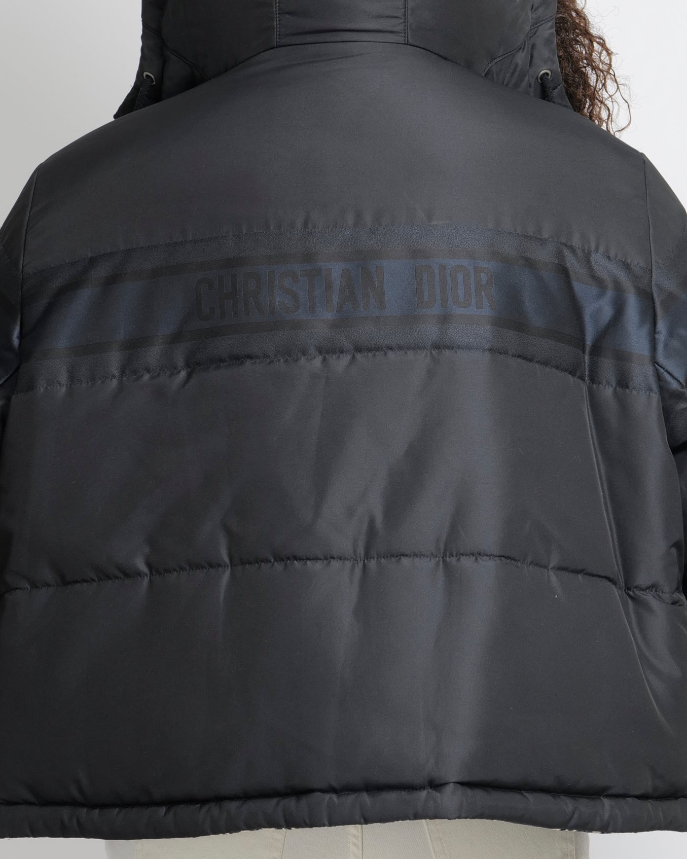 Christian Dior Navy and Ecru Cropped Reversible Puffer Jacket with Oblique Logo Pattern and Back Logo Size XS (UK 6) RRP £4,500