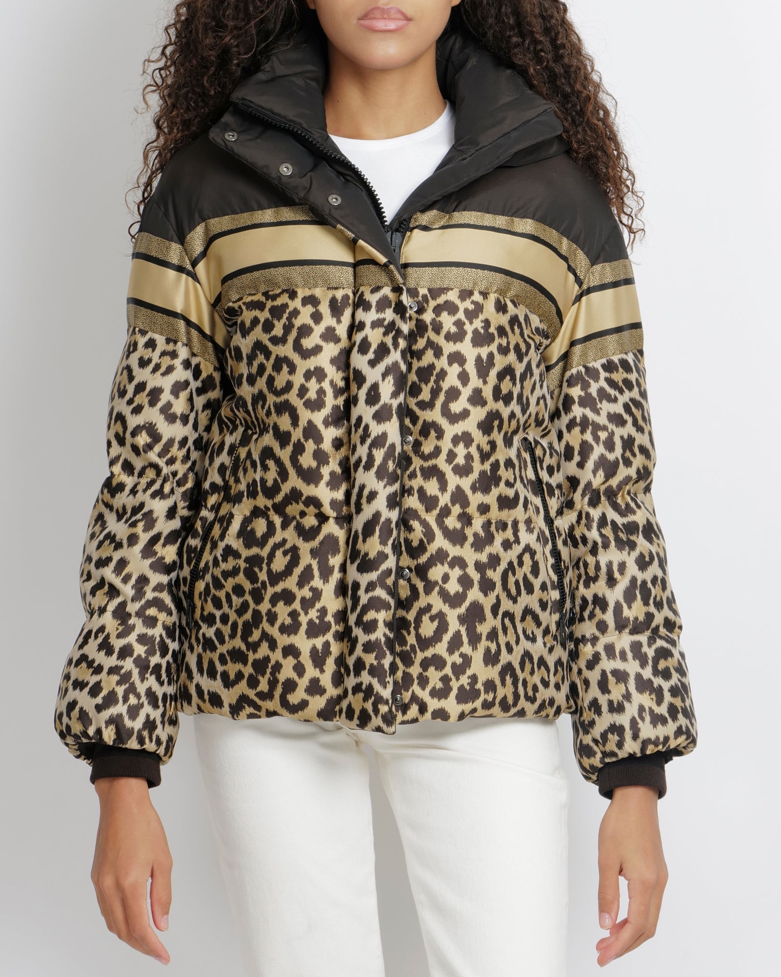 Christian Dior Brown and Black Leopard Print Hooded Puffer Jacket with Back Logo Size XS (UK 6) RRP £4,500