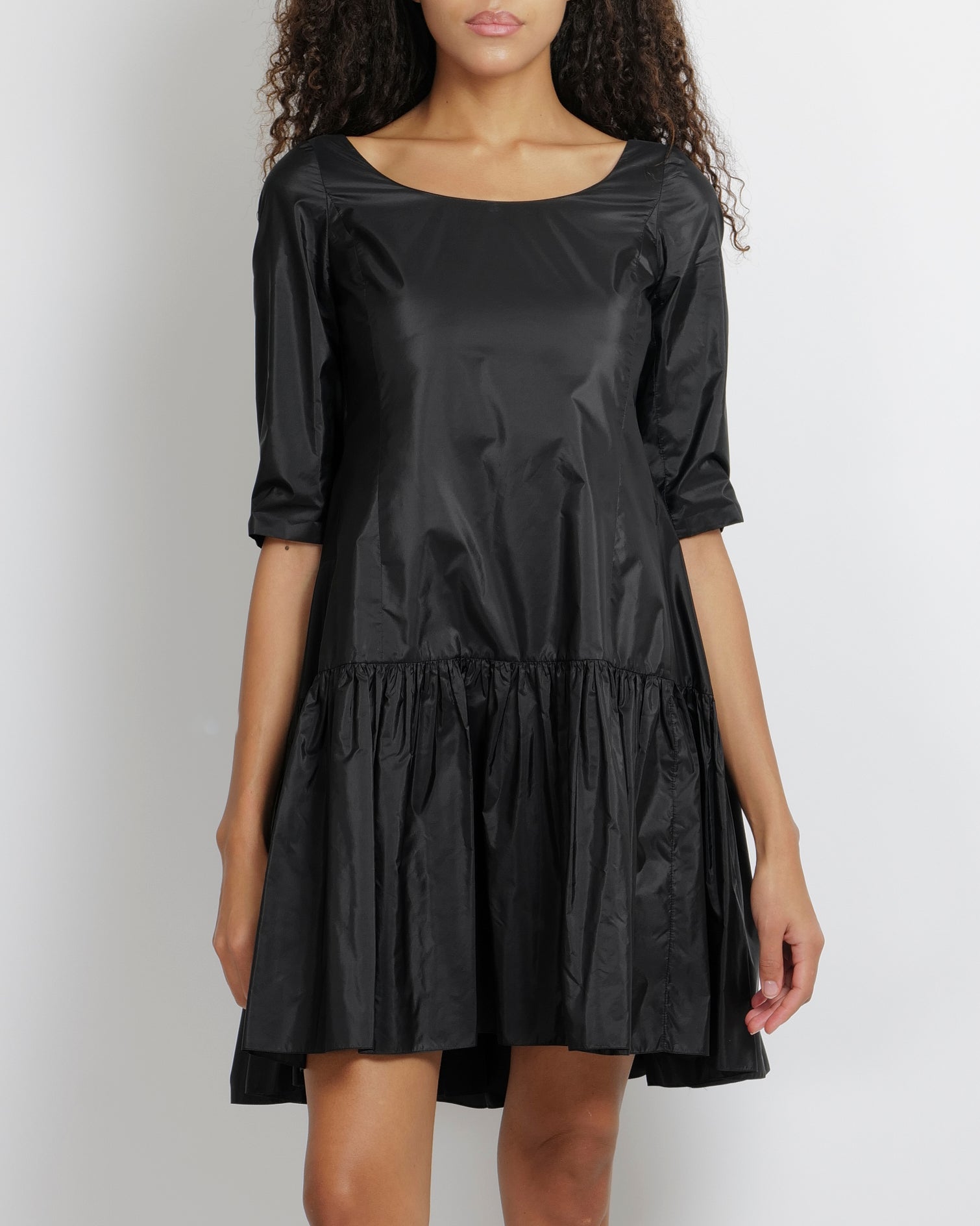 Christian Dior Black Silk Mini Dress with Ruffled Skirt Detail Size FR 34 (UK 6)