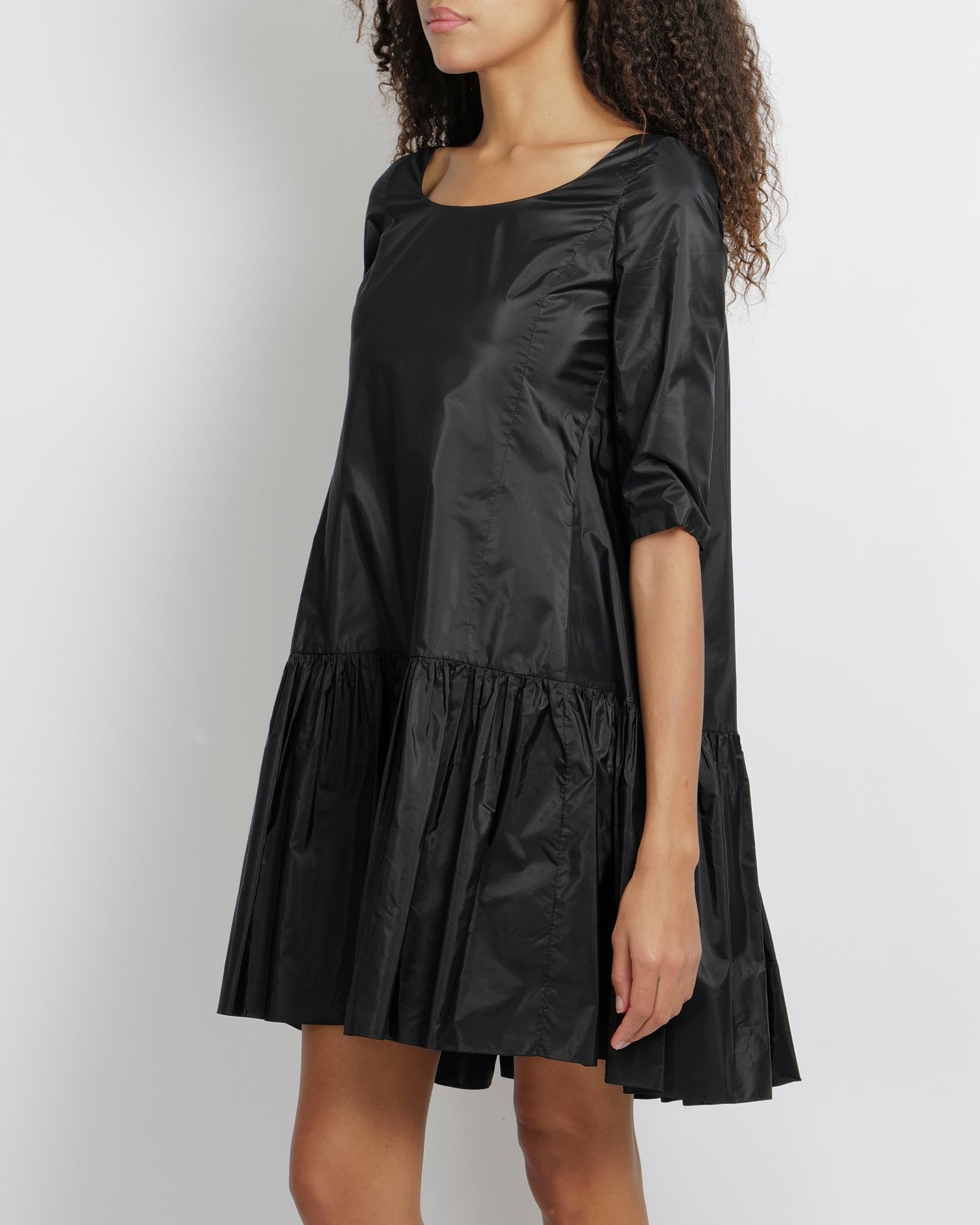 Christian Dior Black Silk Mini Dress with Ruffled Skirt Detail Size FR 34 (UK 6)