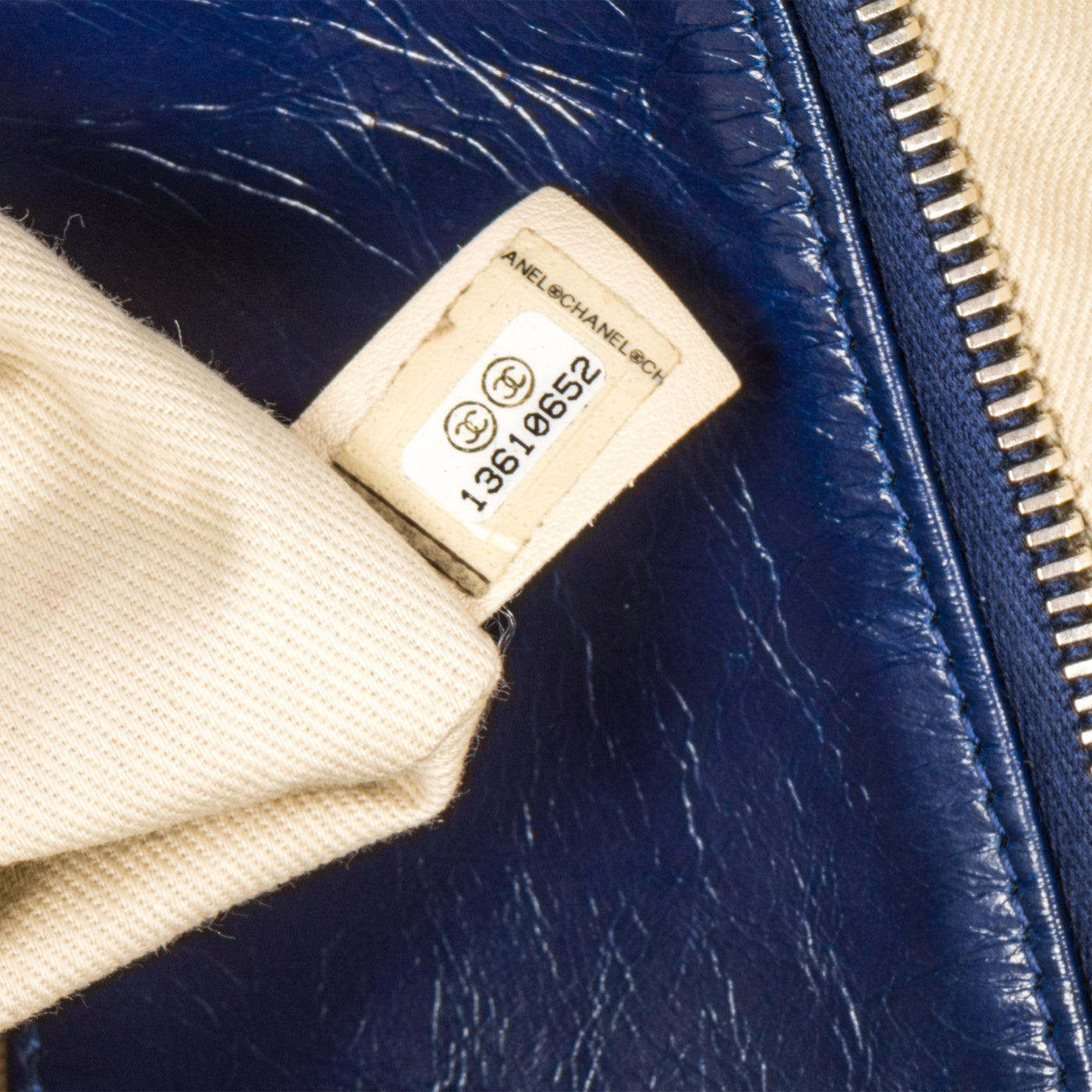 Blue Patent White Stitch Tote