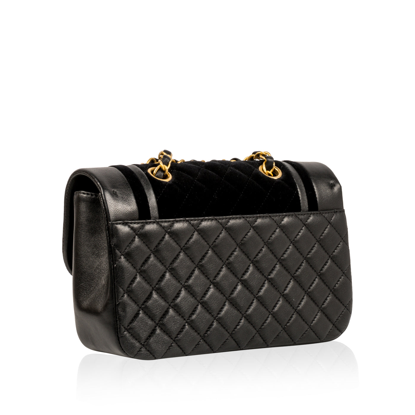 Velvet/Lambskin Flap Bag