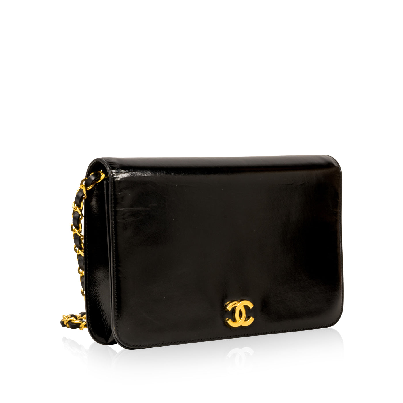 Vintage Flap Bag - Black - Patent