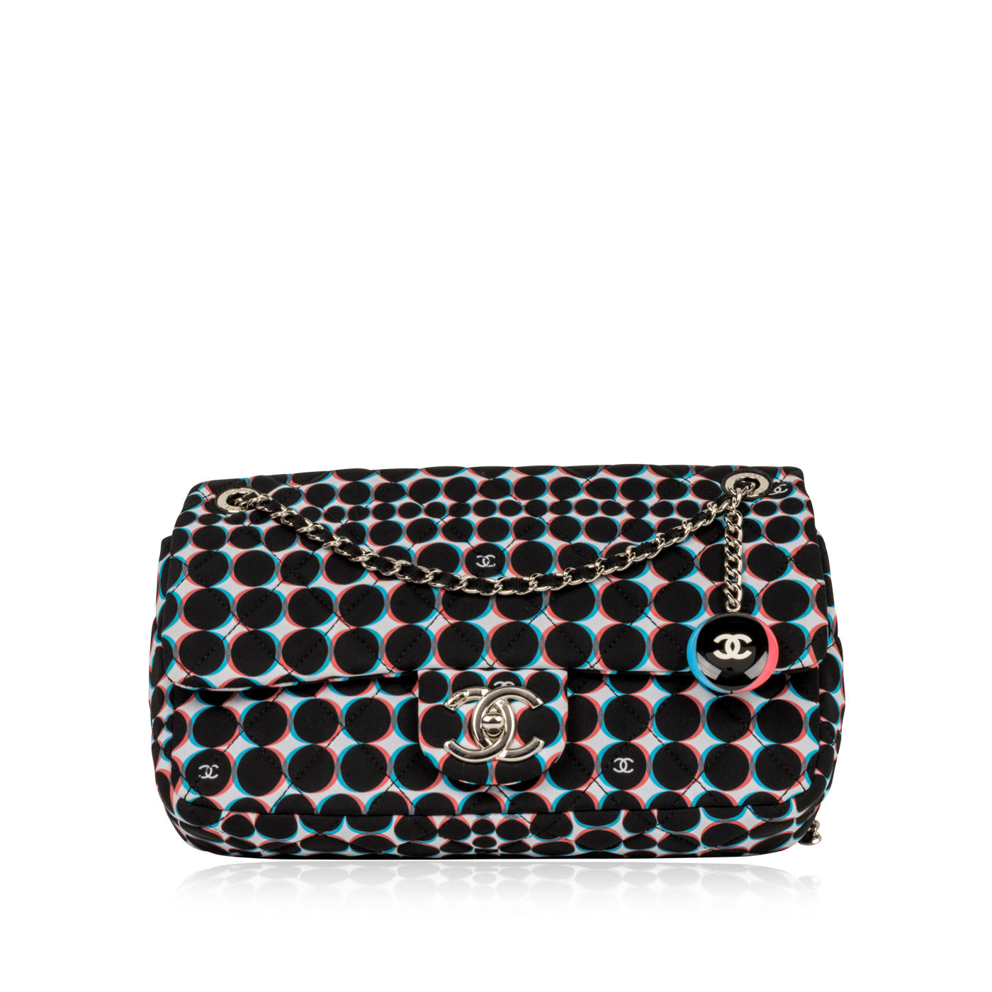 Polka-Dot Nylon Flap Bag