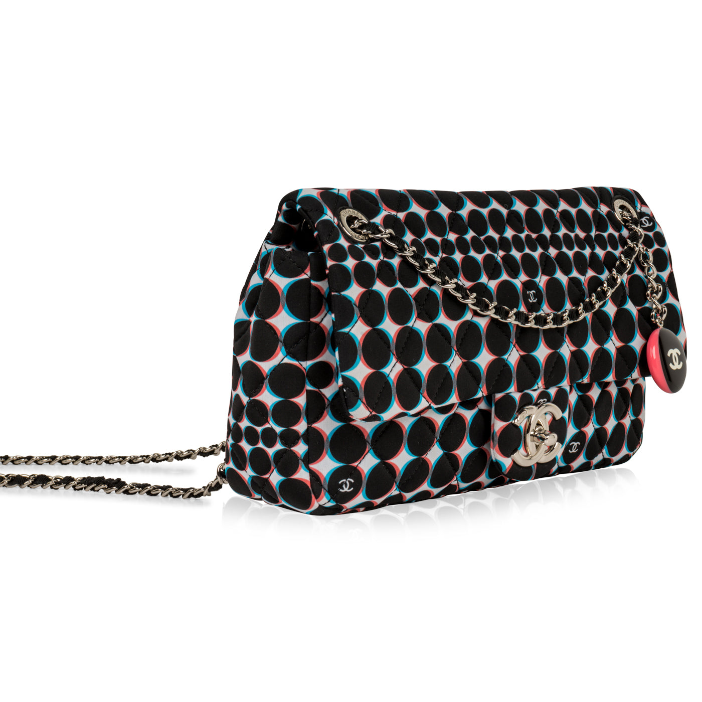 Polka-Dot Nylon Flap Bag