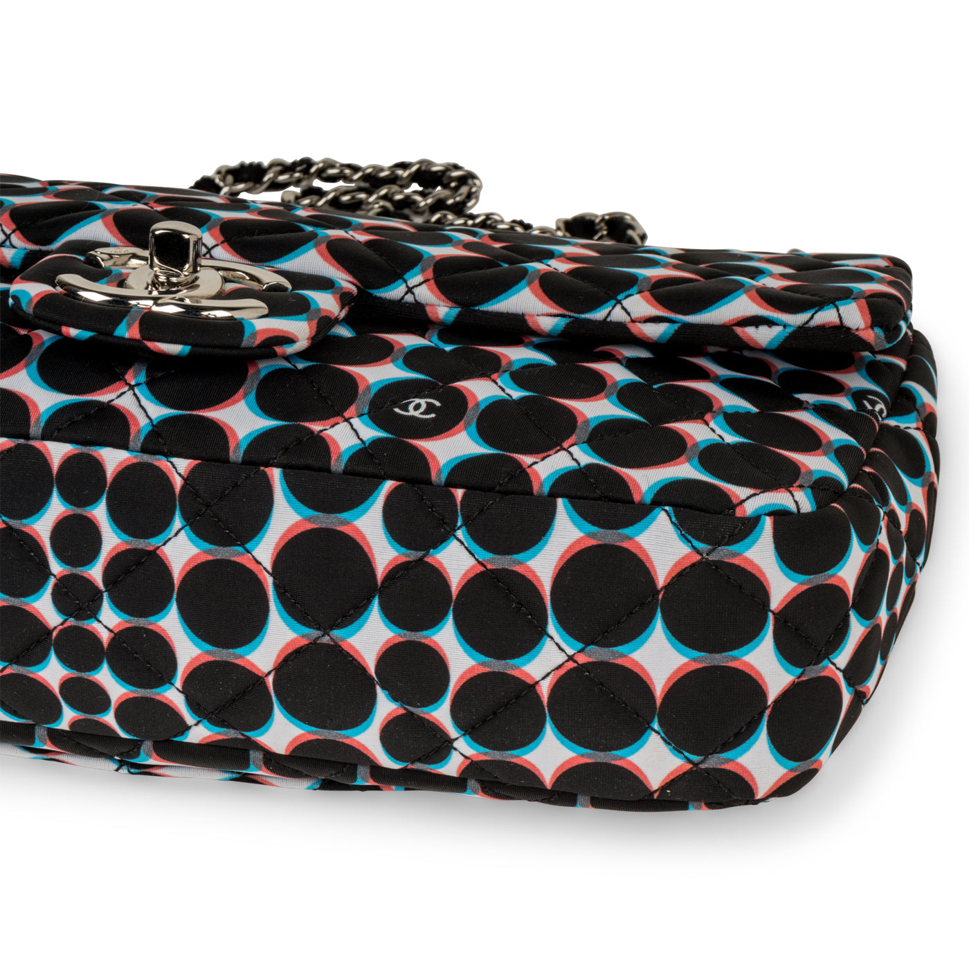 Polka-Dot Nylon Flap Bag