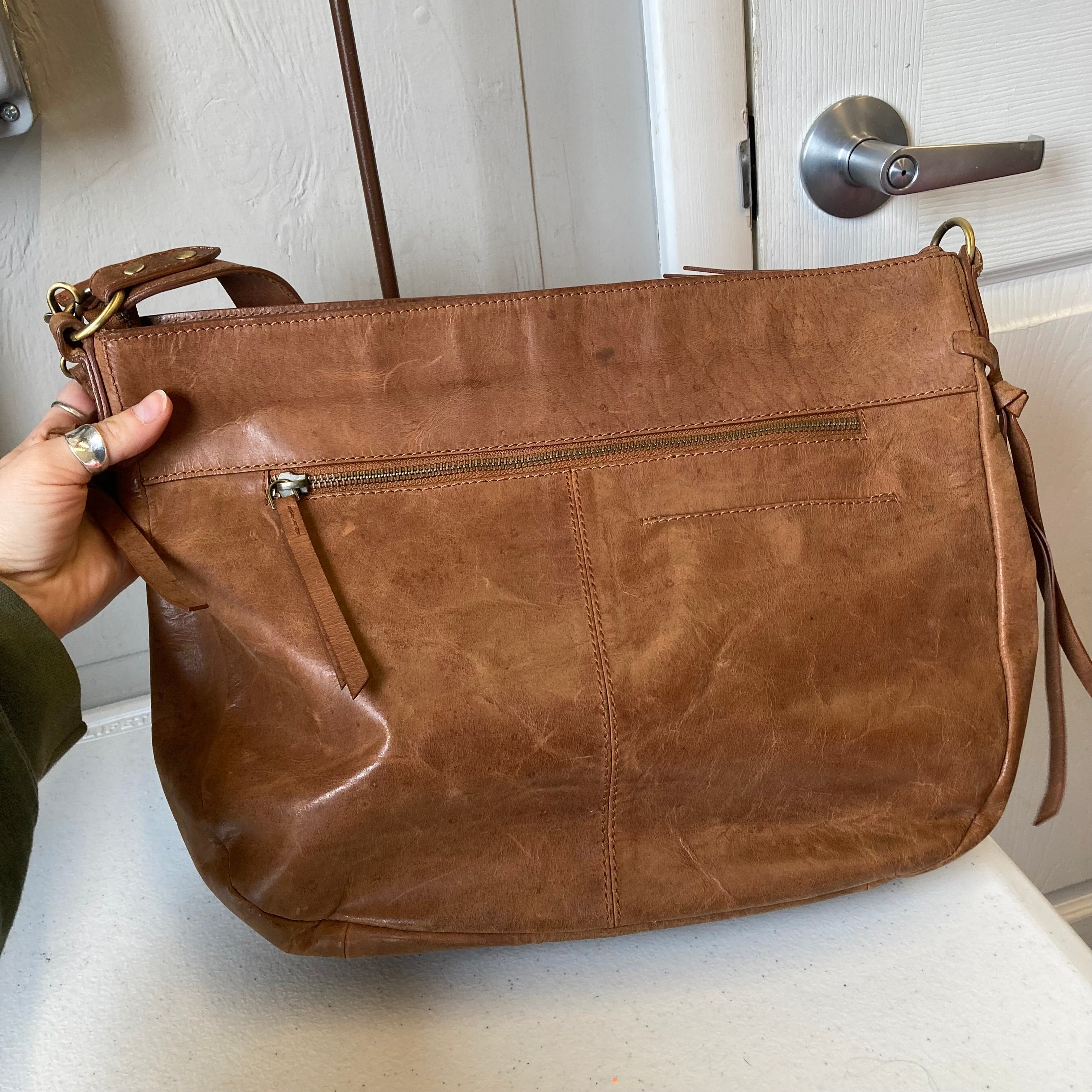 Crossbody Leather By Born In Brown, Size:Medium