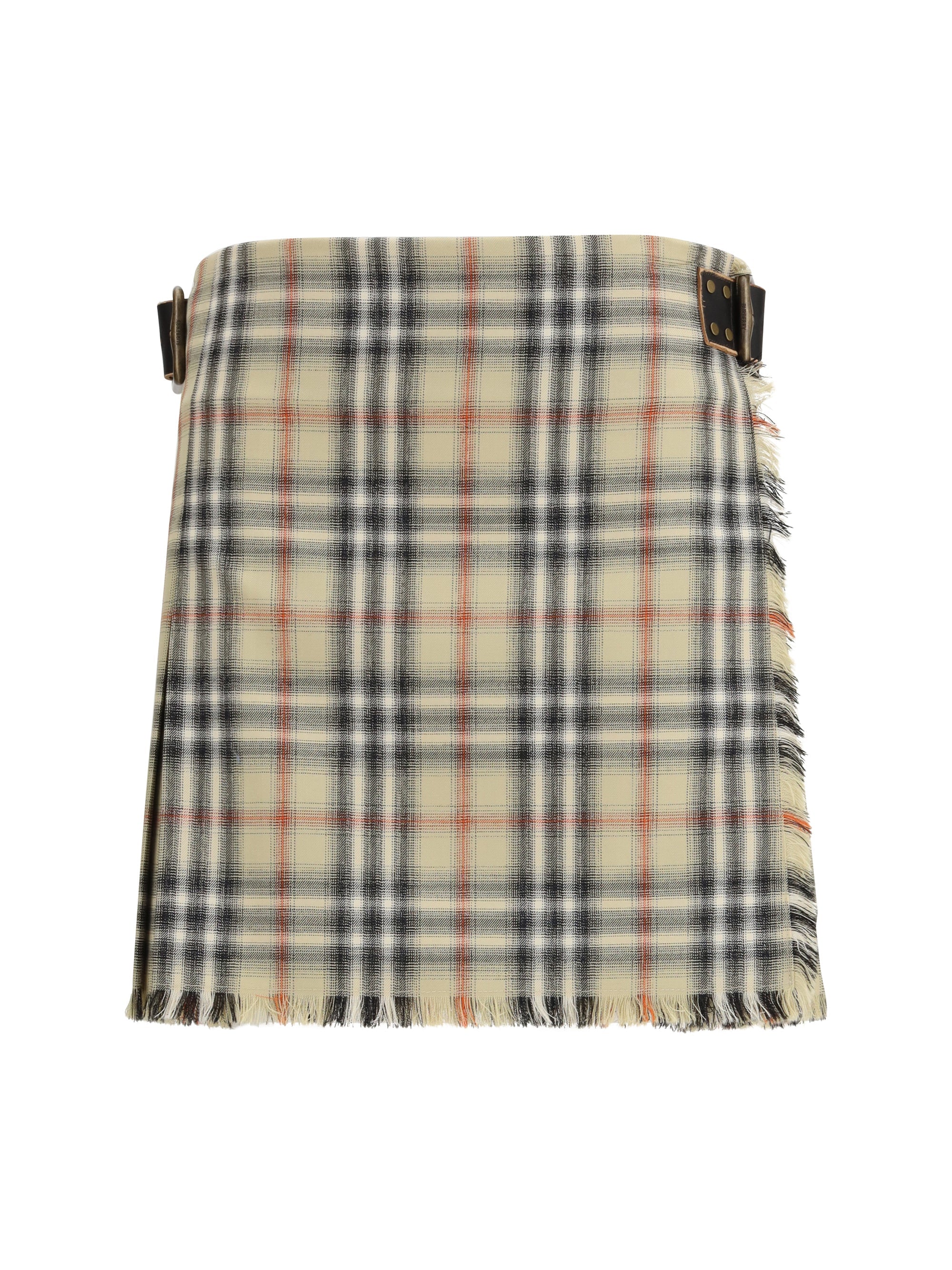 check wool mini skirt