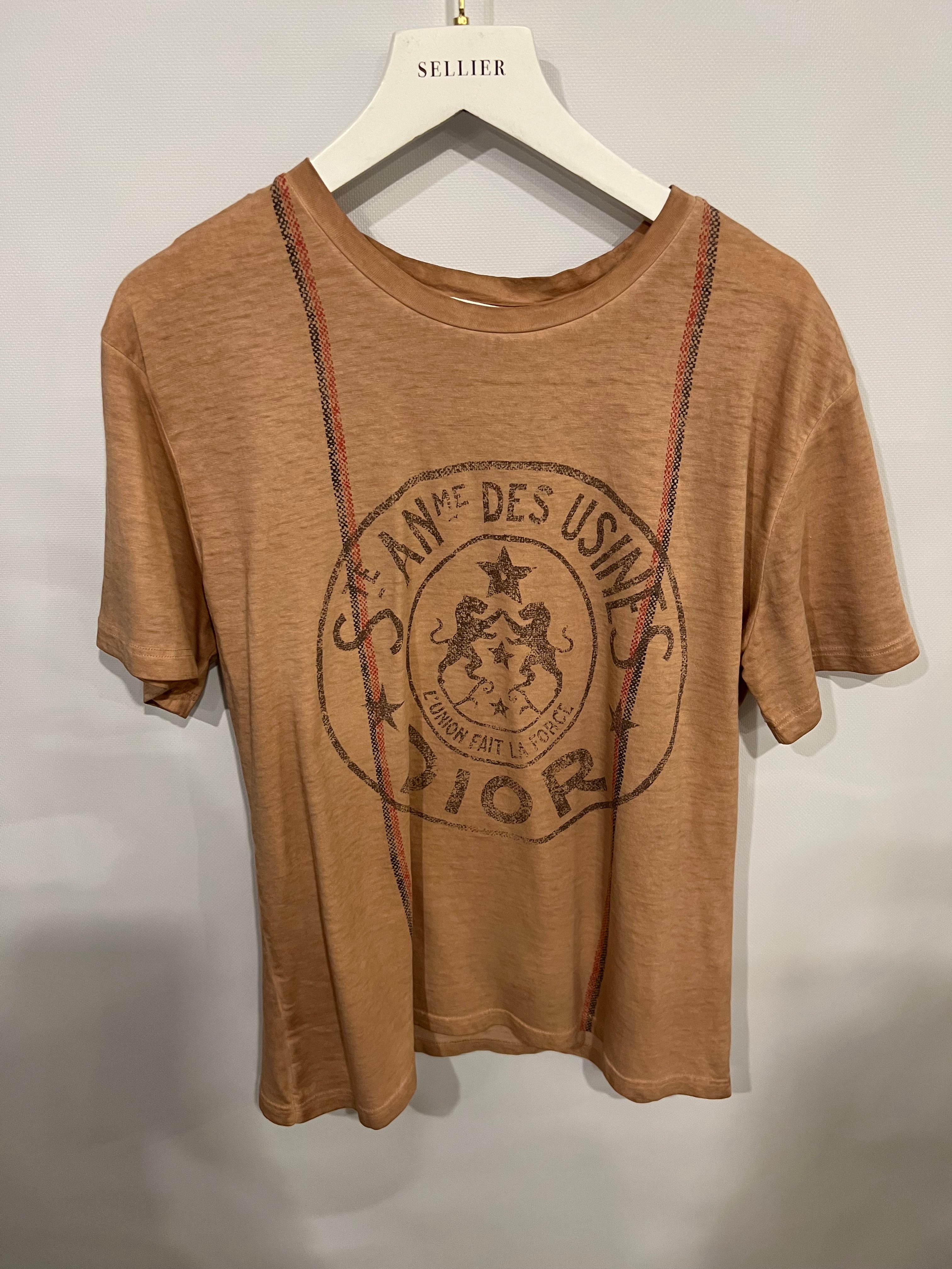 Christian Dior Beige T-Shirt with St Anne Logo Print Size FR 36 (UK 8)