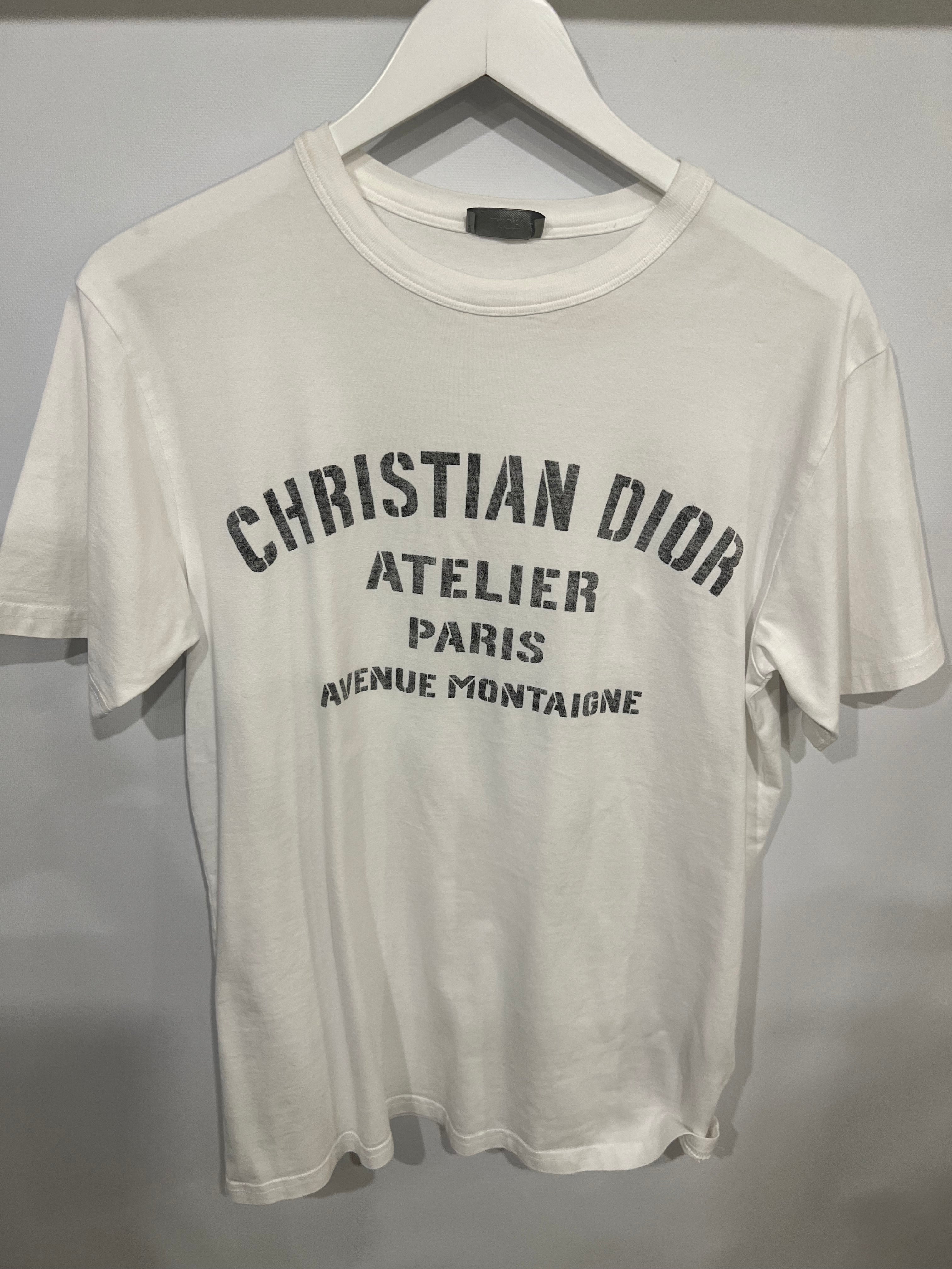 Christian Dior White Short-Sleeved Oversized T-Shirt with Grey Logo Print Size XS (UK 6)
