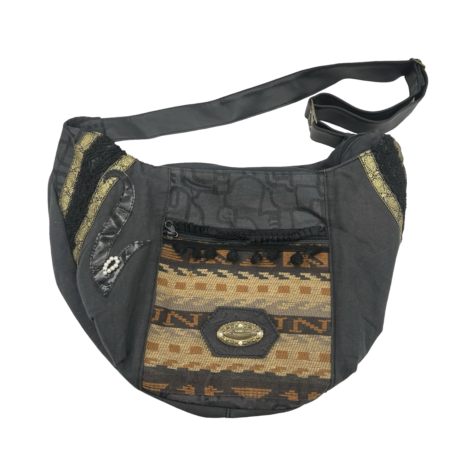 Crossbody By Clothes Mentor In Black & Brown, Size:Medium