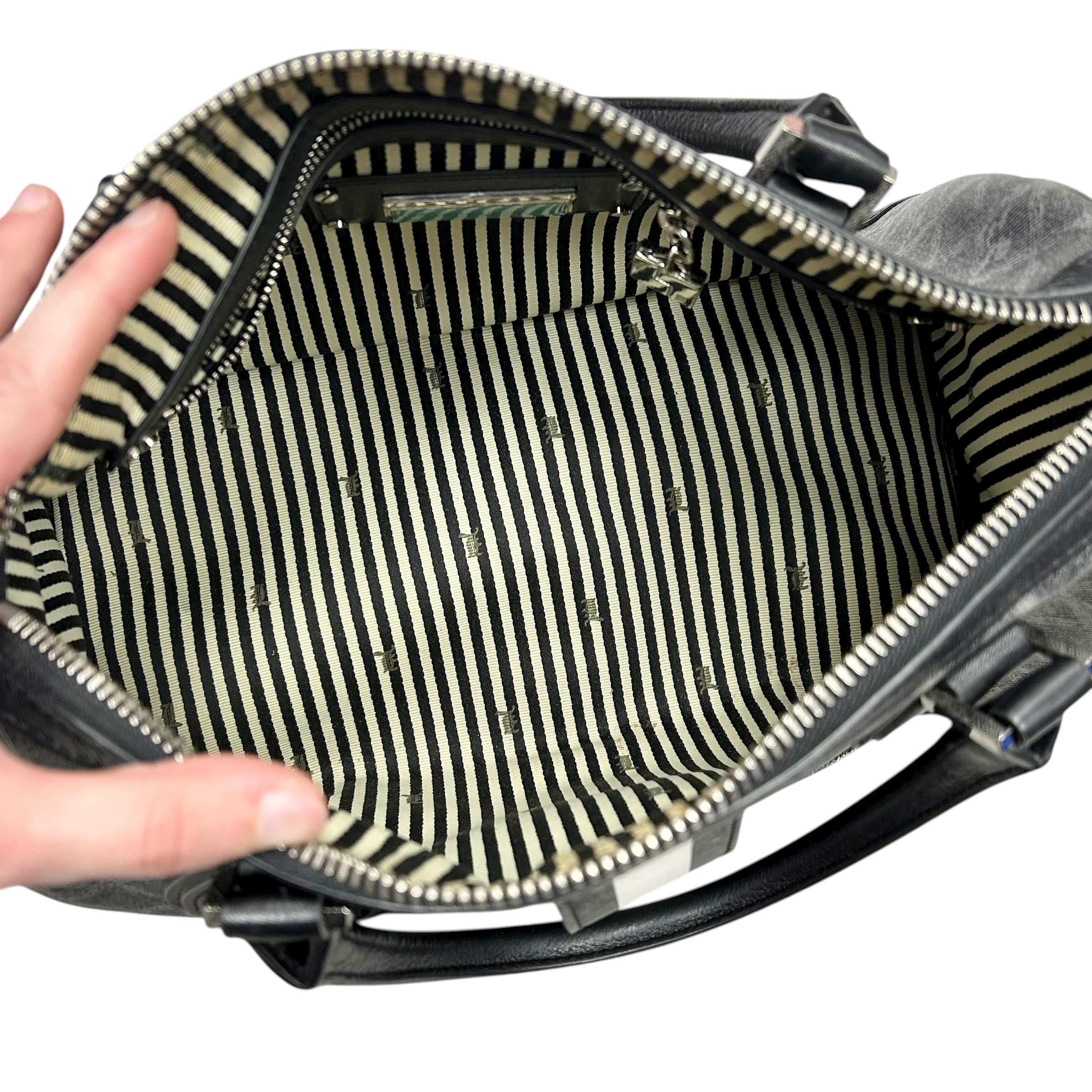 Handbag Leather By Lamb, Size: Medium