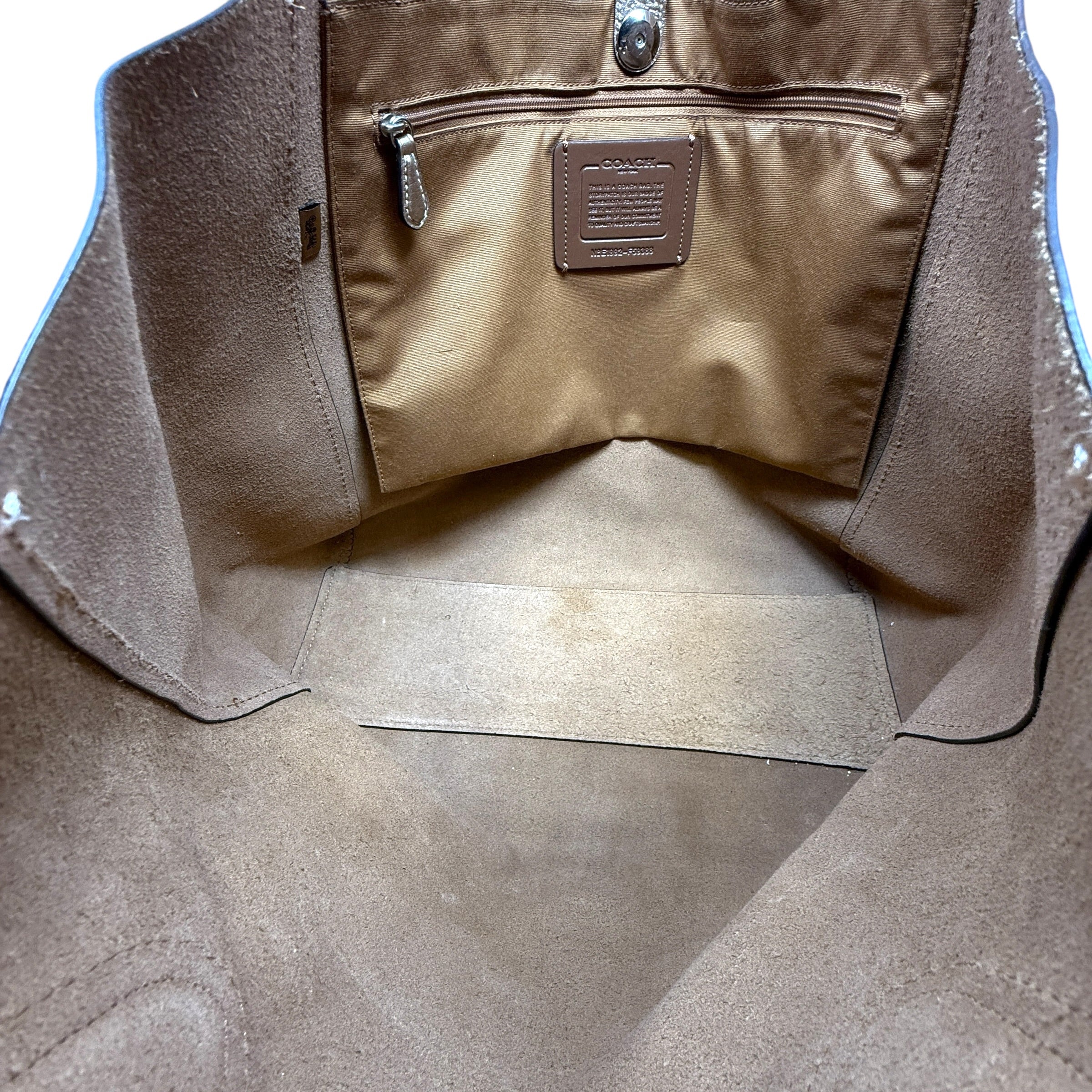 Derby Tote In Rose Gold Pebbled Leather Designer By Coach, Size: Large