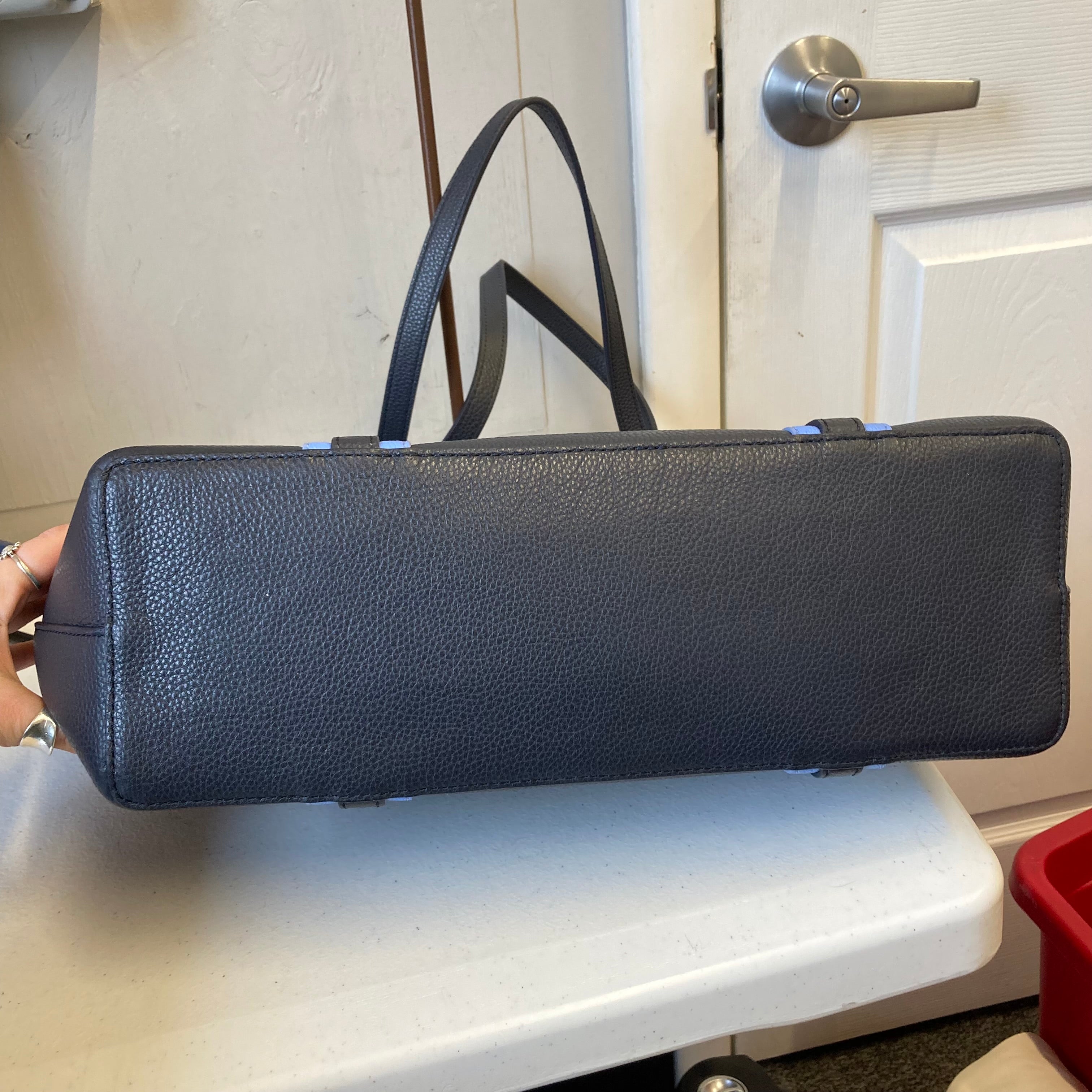 Tote Leather By Talbots In Black & Blue, Size:Large