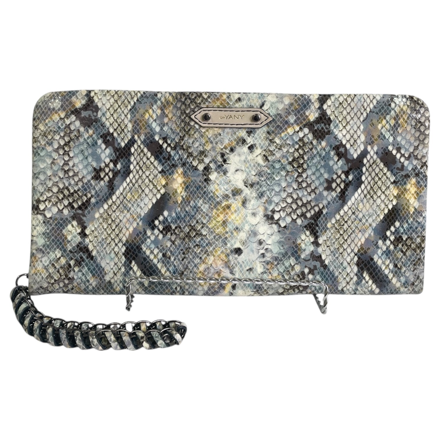Clutch Leather By Oryany In Blue & Tan, Size:Large