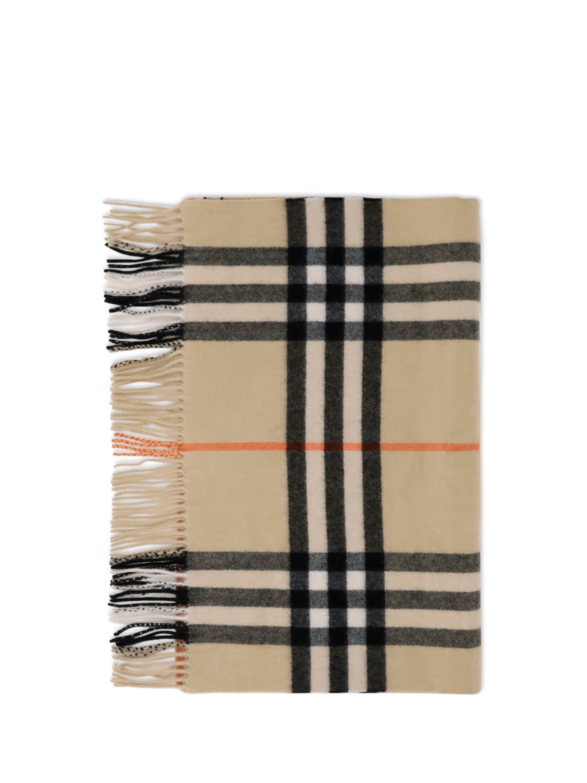 wide check cashmere scarf