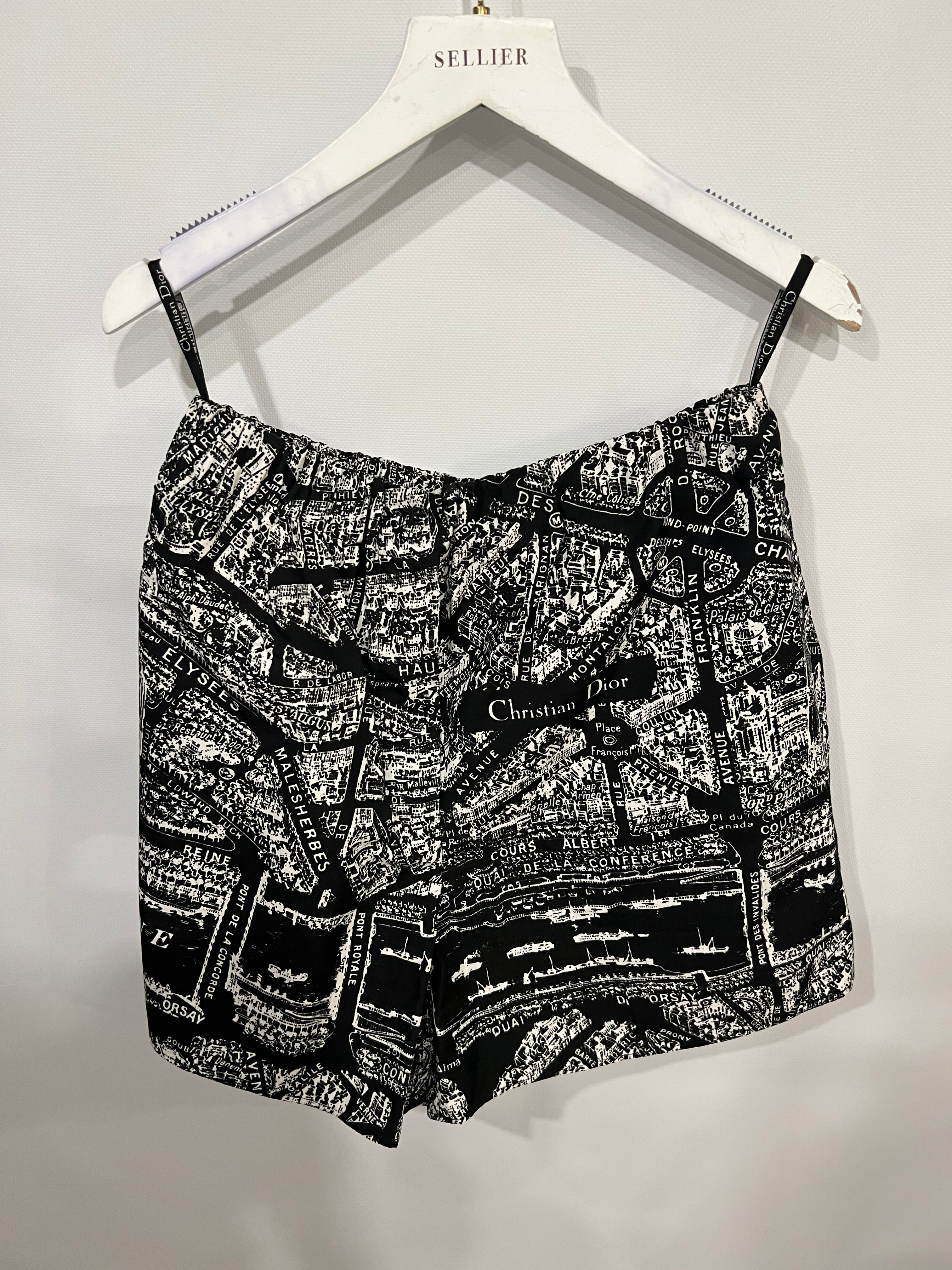 Christian Dior Black and White Shorts with Parisian Map Print Size FR 36 (UK 8)