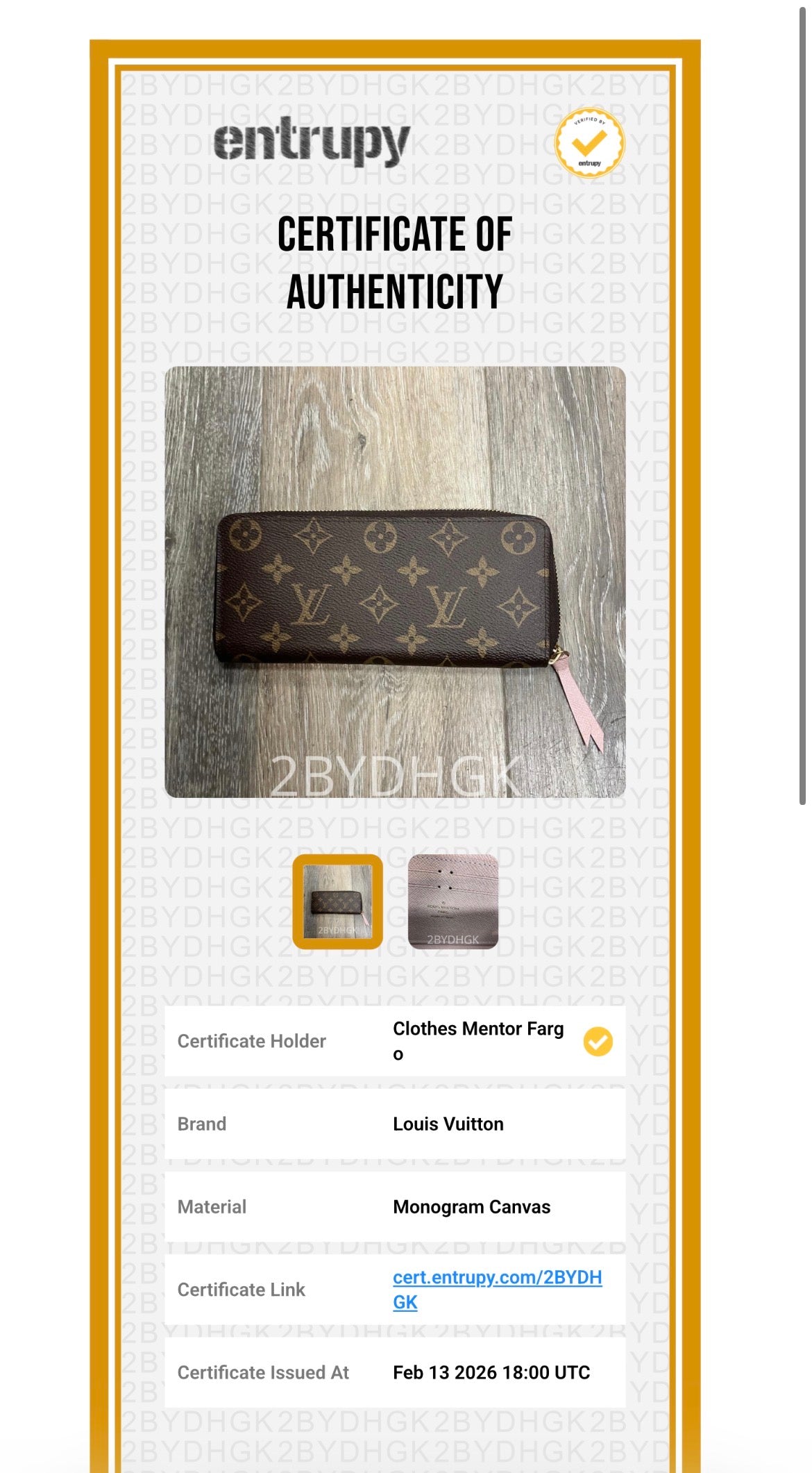 Wallet Luxury Designer By Louis Vuitton, Size: Medium