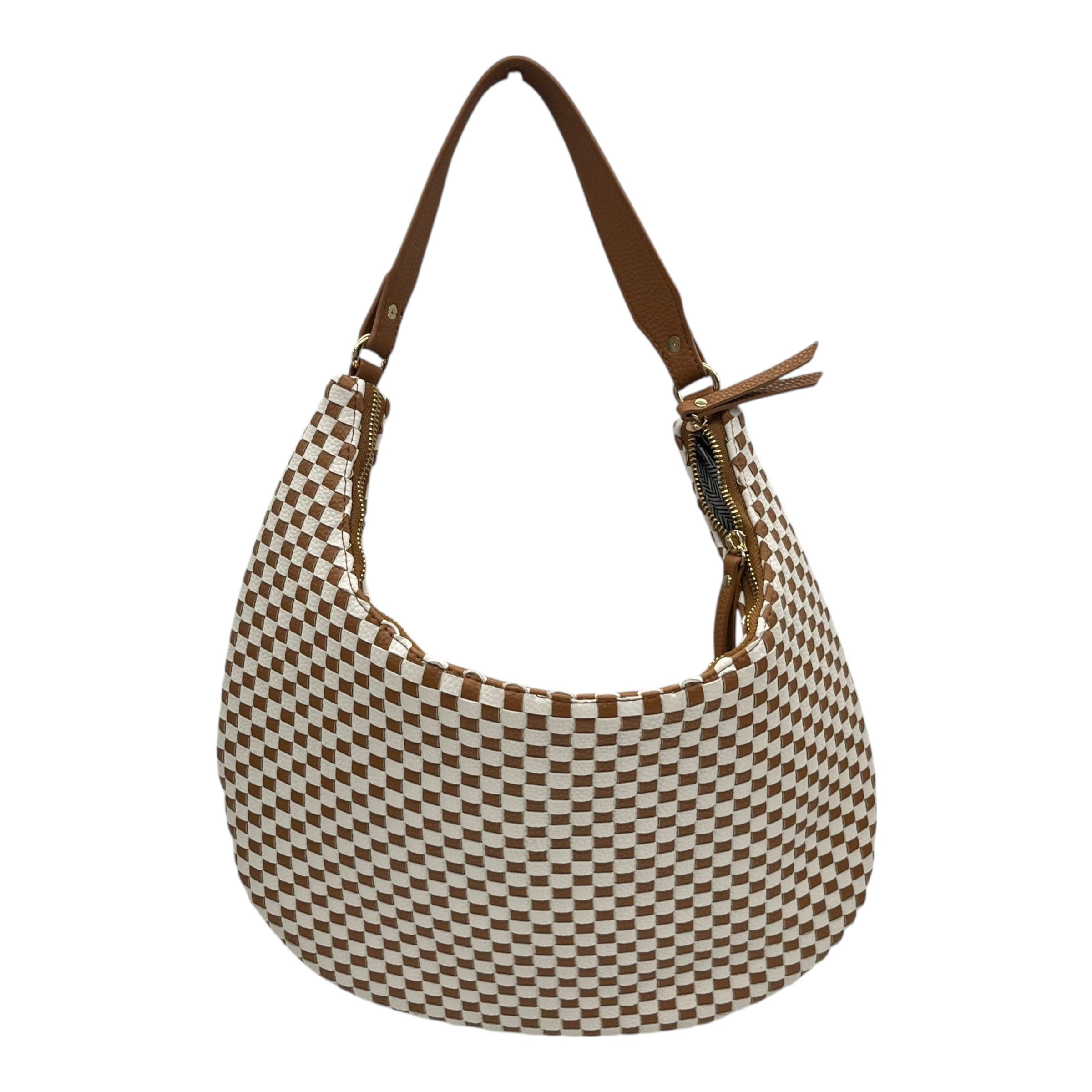 Handbag By Clothes Mentor In Brown & Cream, Size:Large