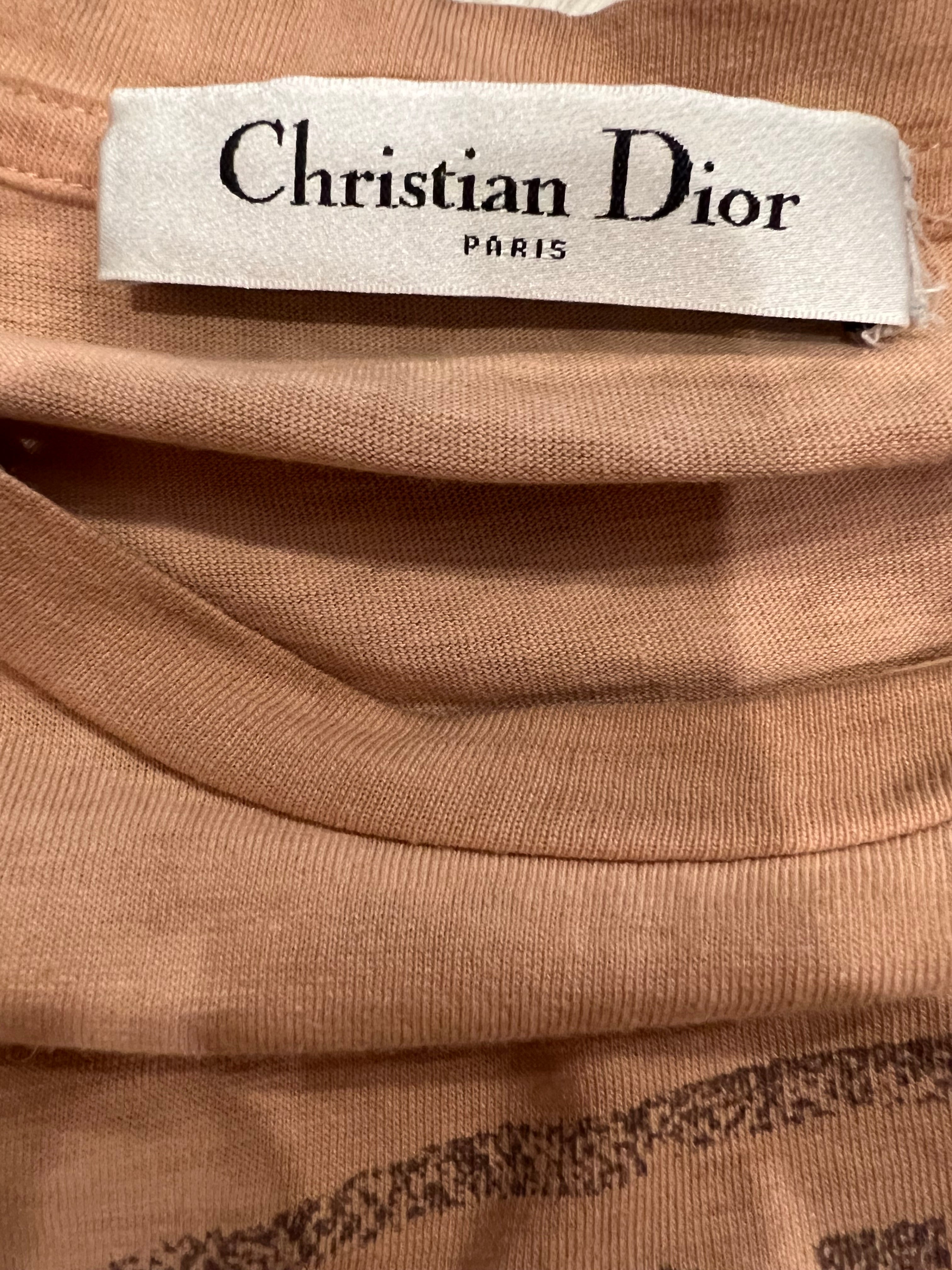 Christian Dior Beige T-Shirt with St Anne Logo Print Size FR 36 (UK 8)