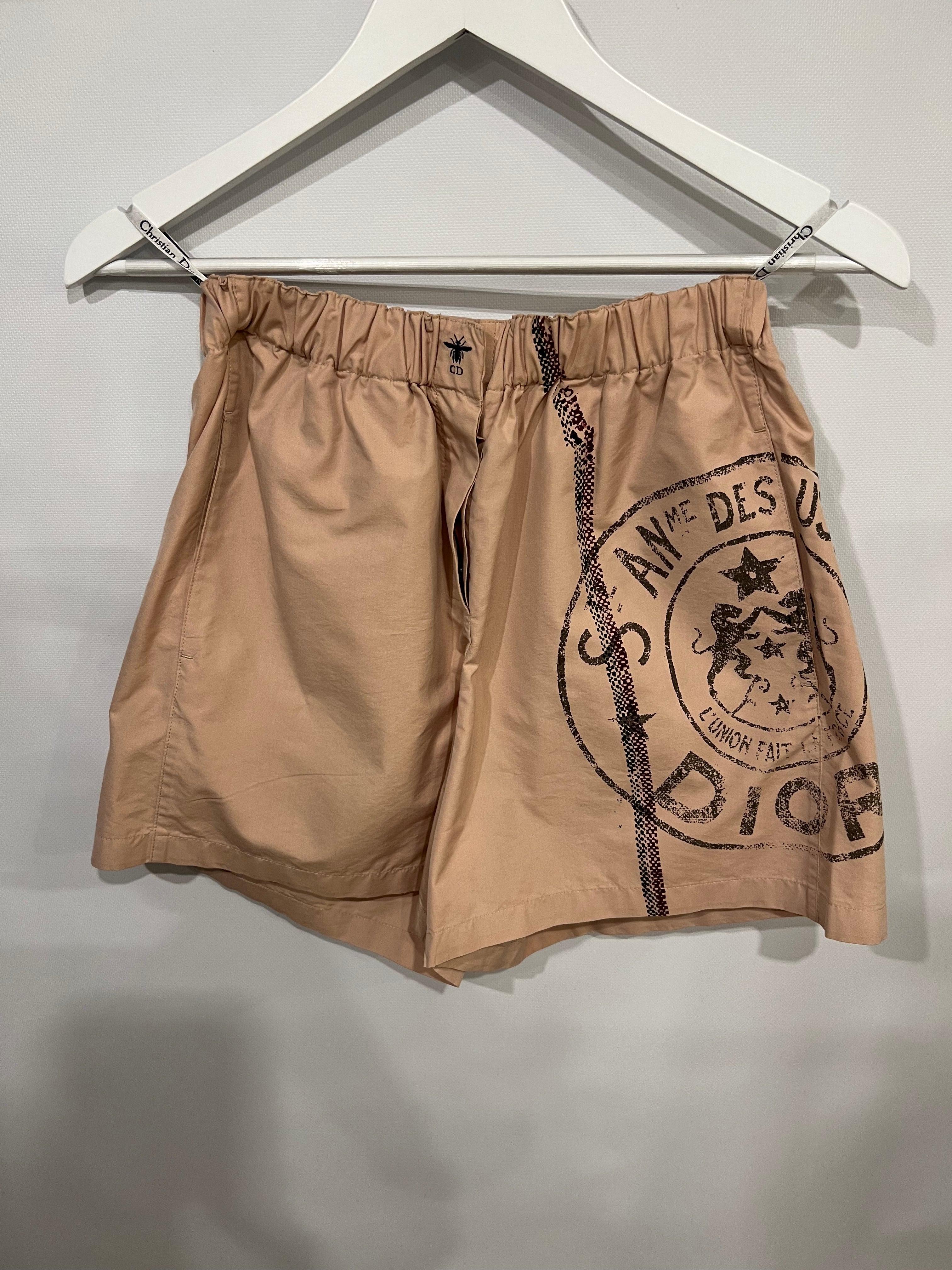 Christian Dior Blush Pink Shorts with "St Anne Des Usines" Logo Print Size FR 36 (UK 8)
