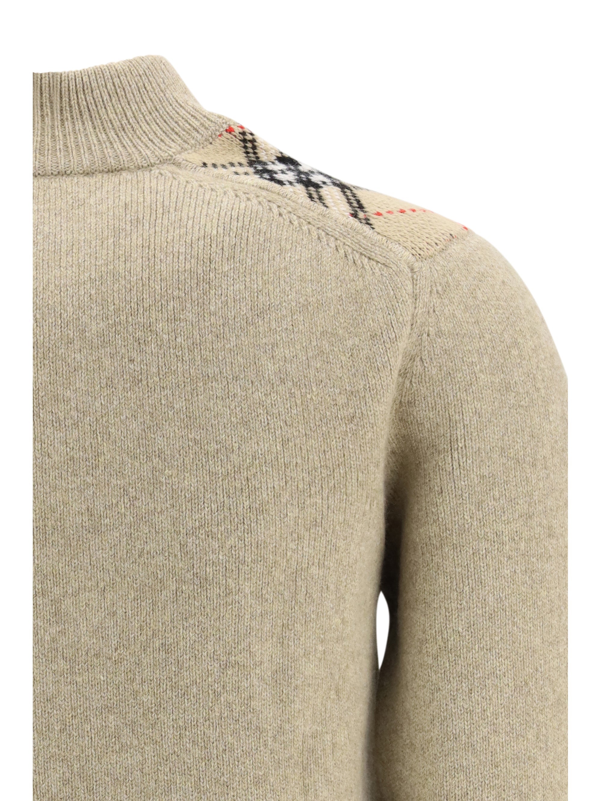 cashmere and wool cardigan with check applications