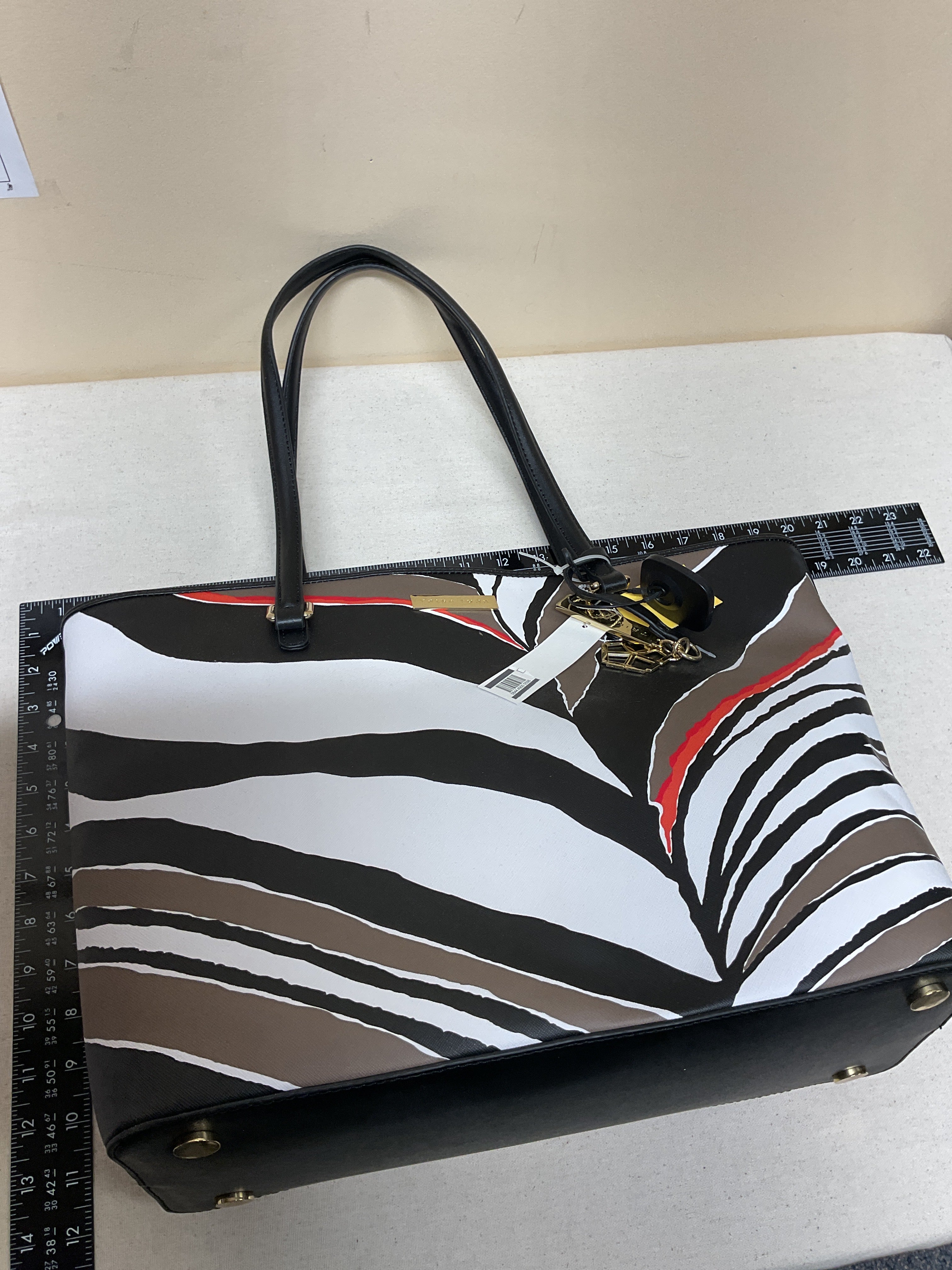 Handbag By Trina Turk In Black & White, Size:Large