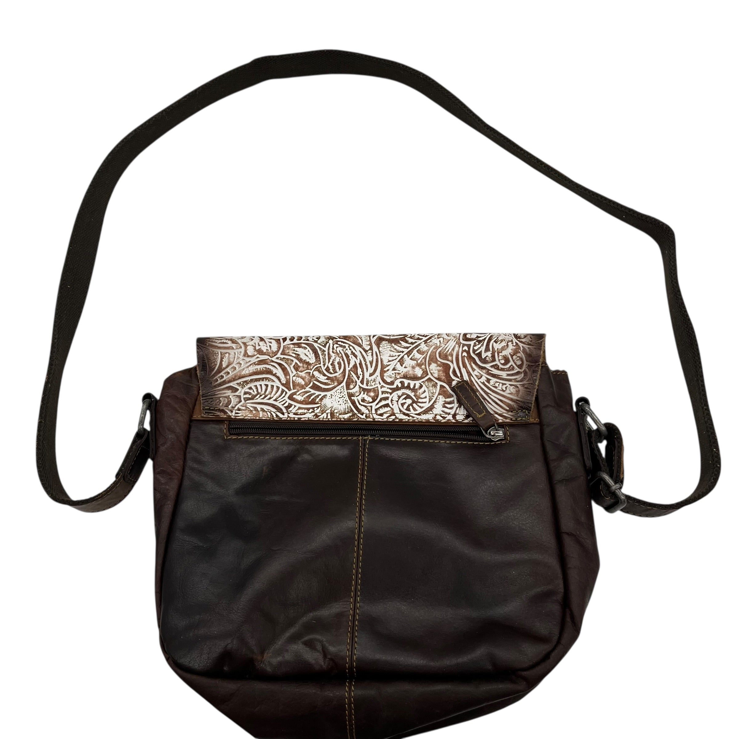 Crossbody Leather By Clothes Mentor In Brown, Size:Medium