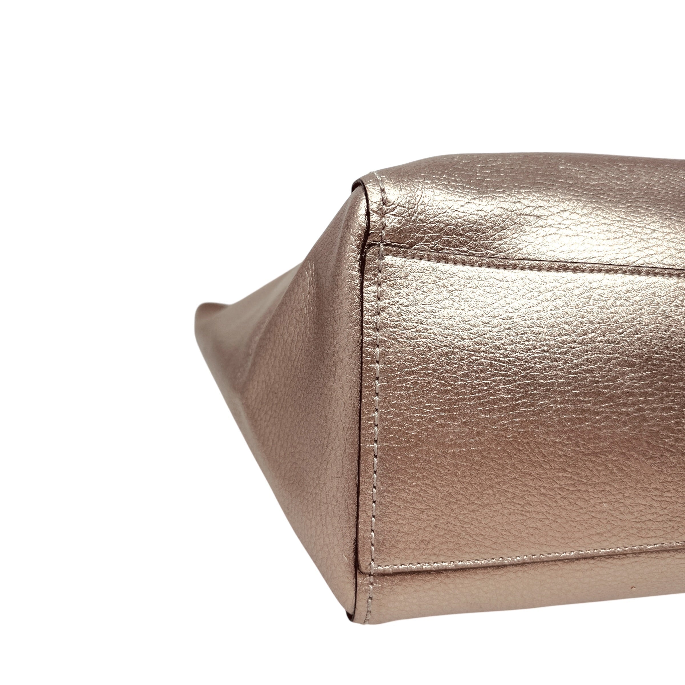 Derby Tote In Rose Gold Pebbled Leather Designer By Coach, Size: Large