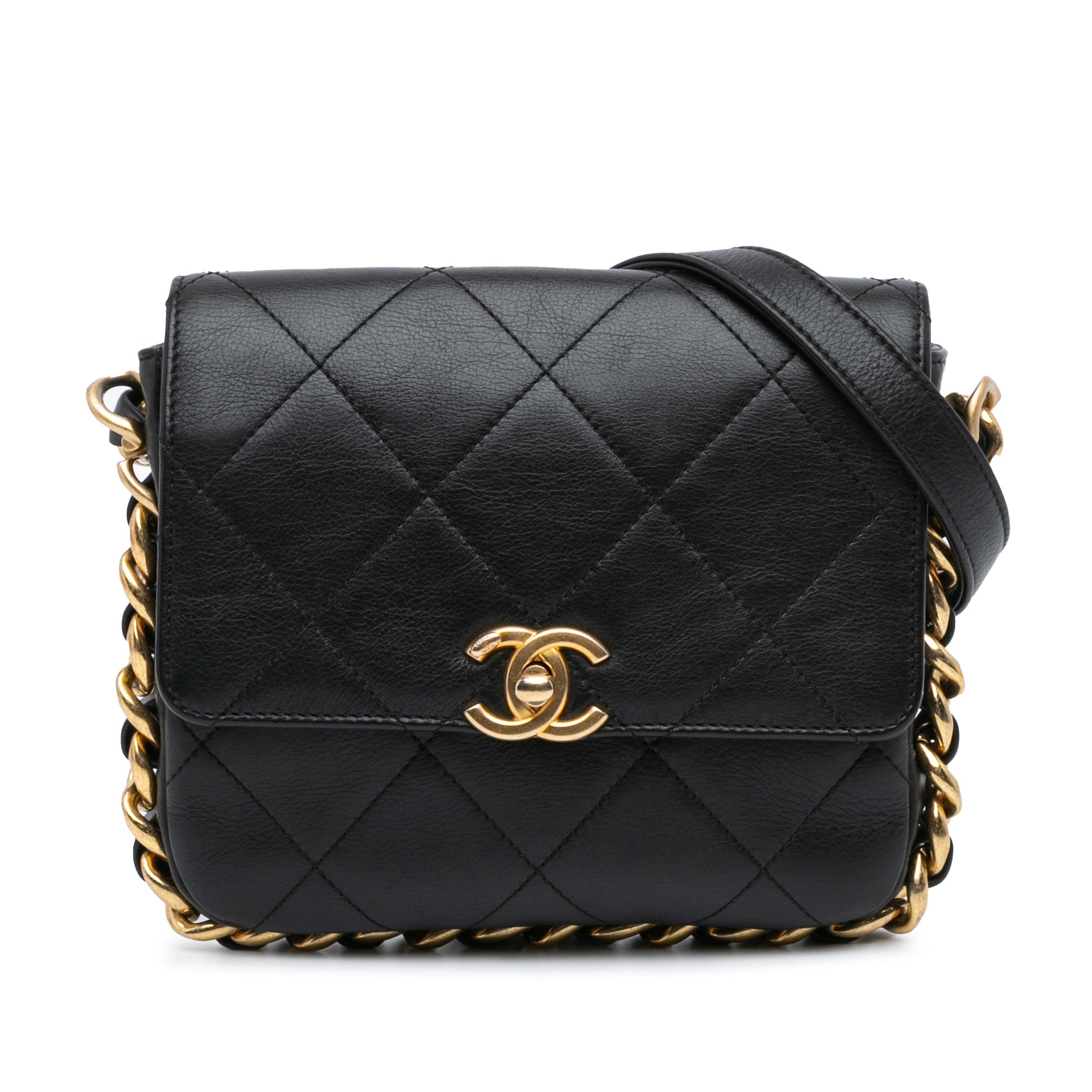Framing Chain Flap Bag Quilted Calfskin Small