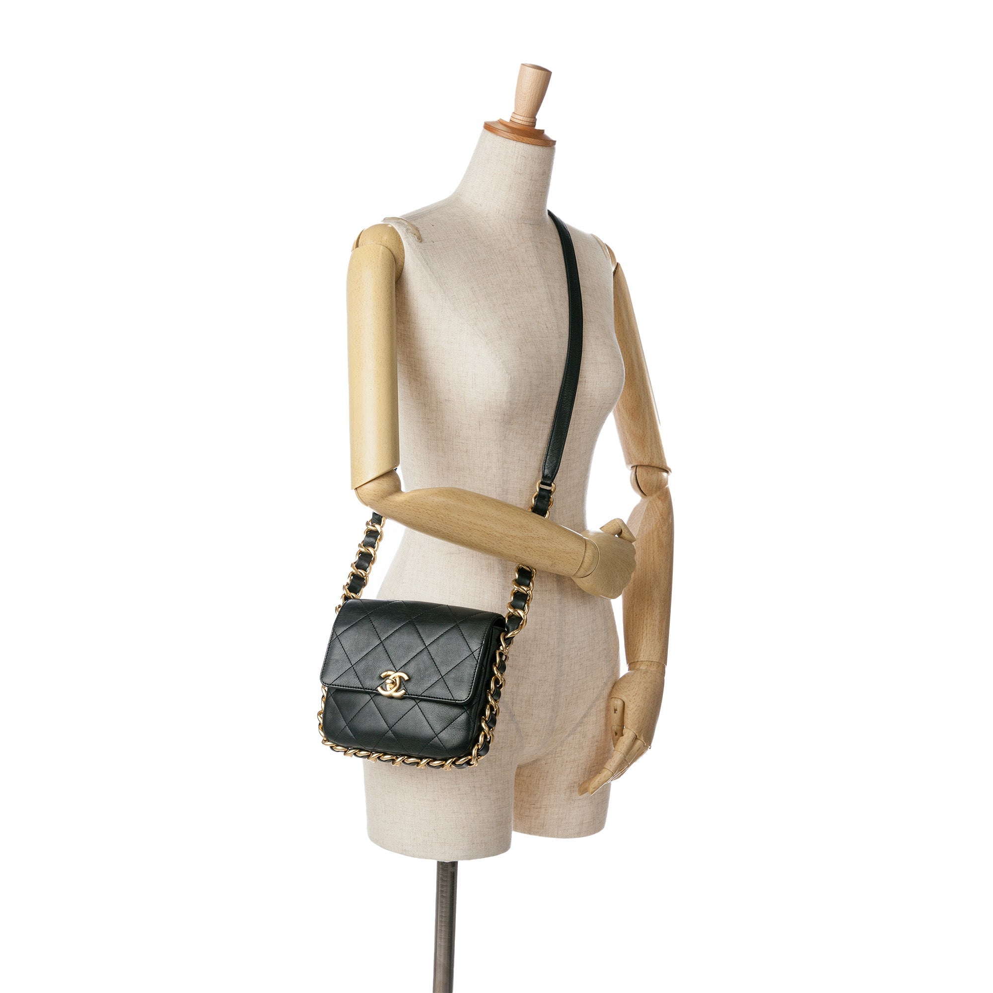 Framing Chain Flap Bag Quilted Calfskin Small