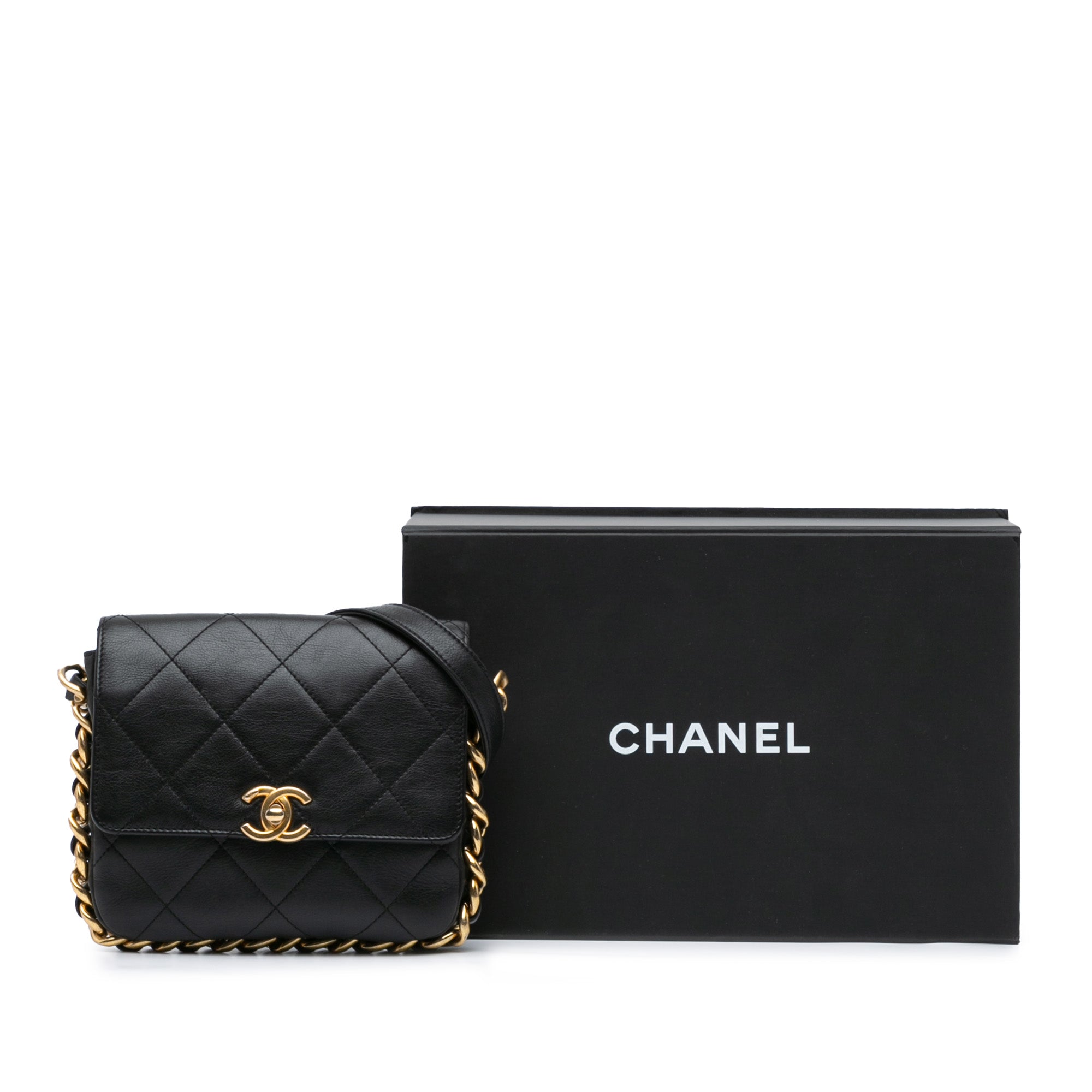 Framing Chain Flap Bag Quilted Calfskin Small