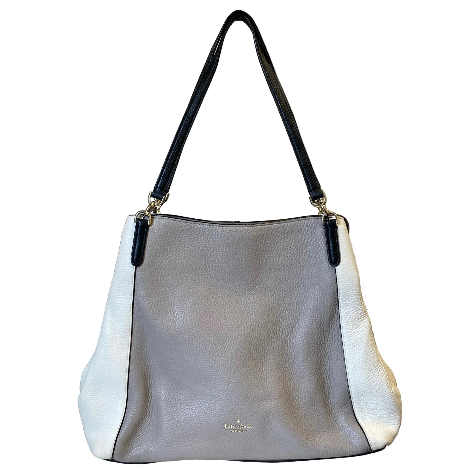 Handbag Designer By Kate Spade In Grey & White, Size:Medium