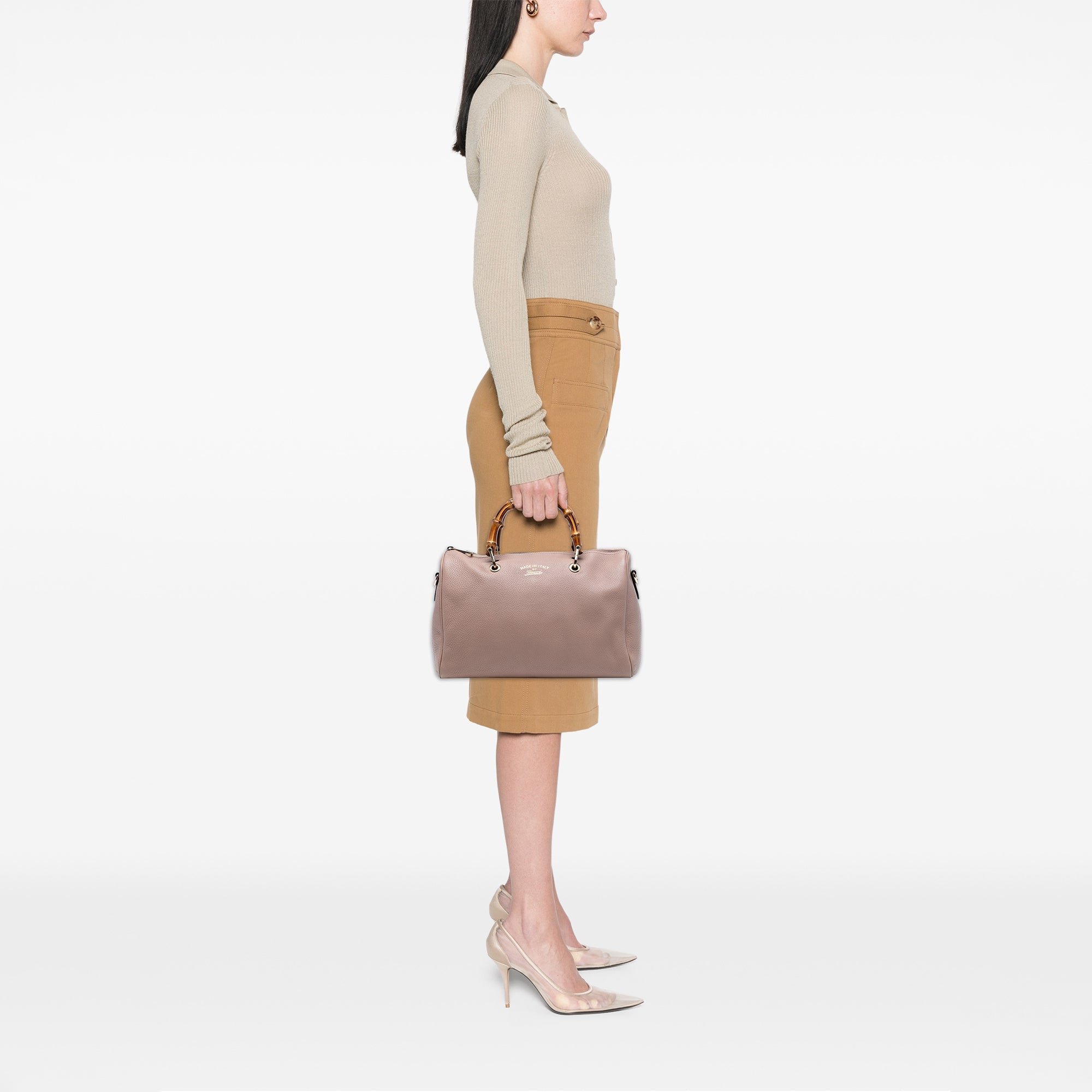 Bamboo Shopper Boston Bag Leather Medium