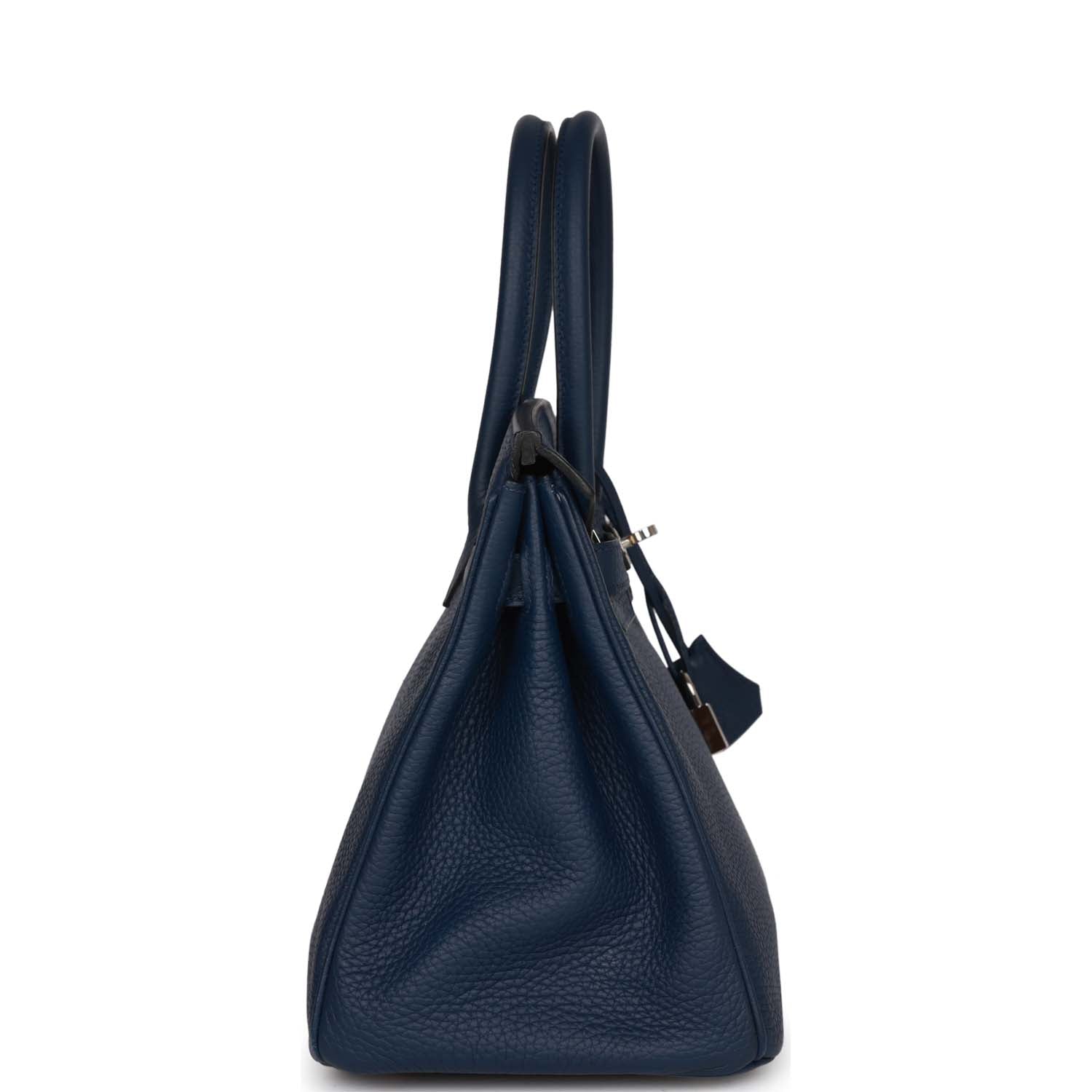Pre-owned Hermes Birkin 30 Bleu Saphir Verso Togo Palladium Hardware
