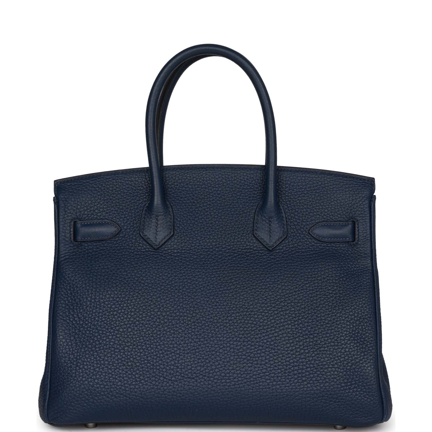 Pre-owned Hermes Birkin 30 Bleu Saphir Verso Togo Palladium Hardware