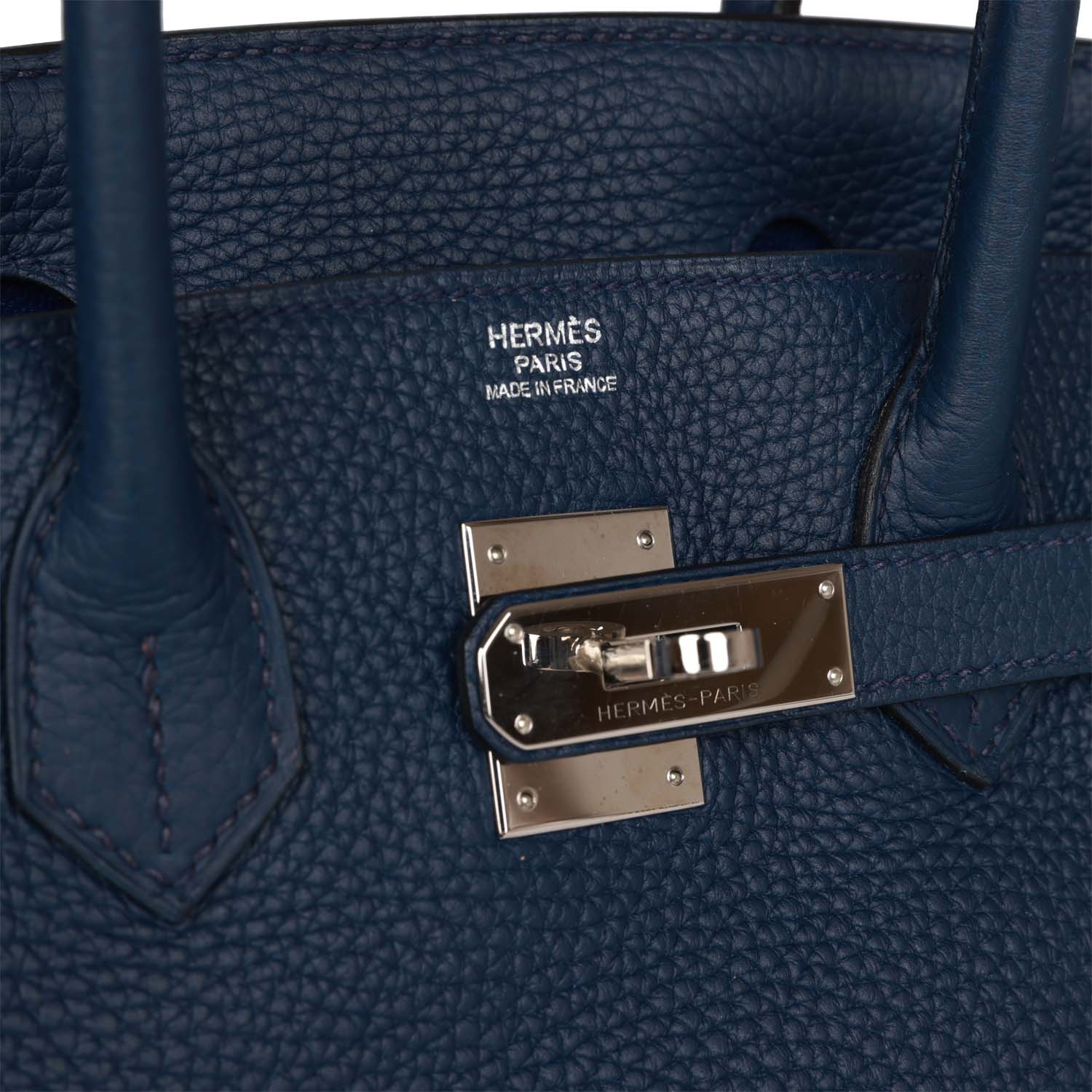 Pre-owned Hermes Birkin 30 Bleu Saphir Verso Togo Palladium Hardware